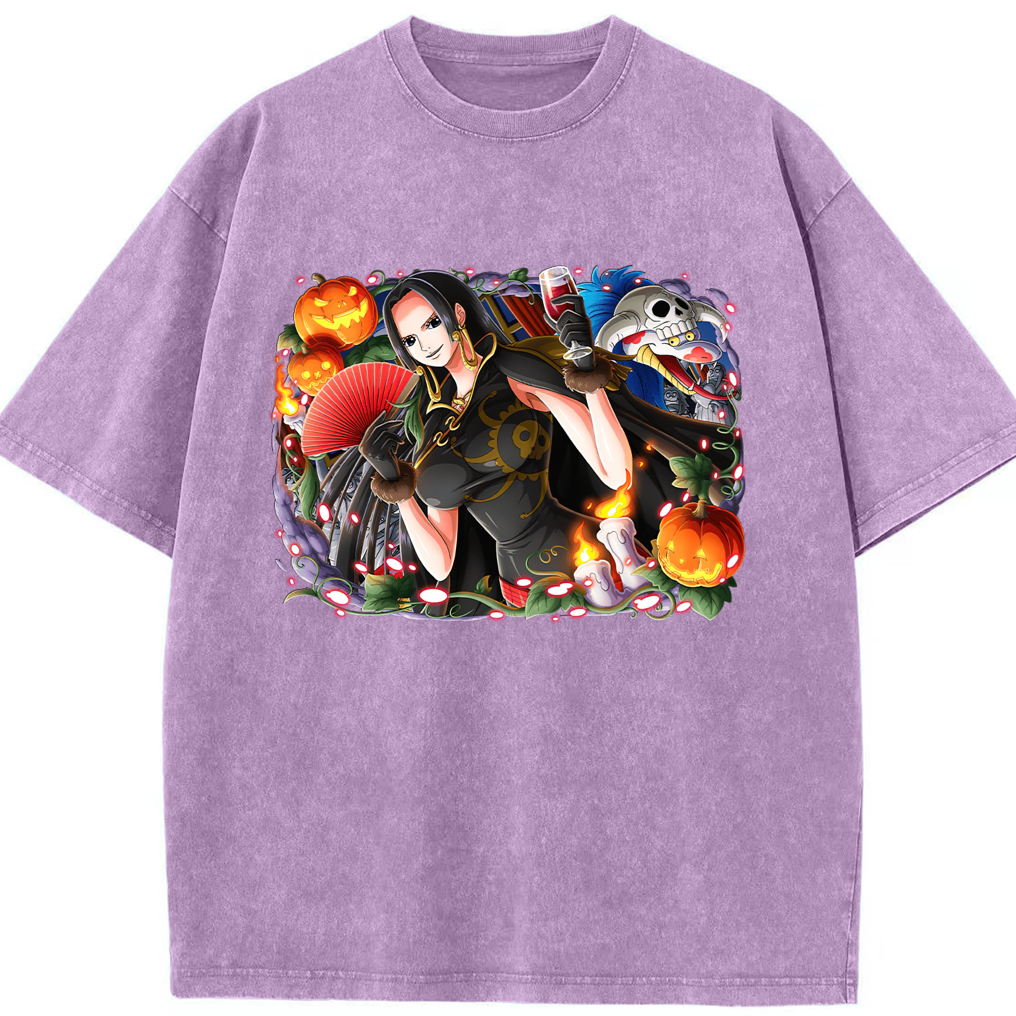 ワンピース ボア・ハンコック ONE PIECE Boa·Hancock 綿100% ヴィンテージ風 半袖Tシャツ（フロントプリント）