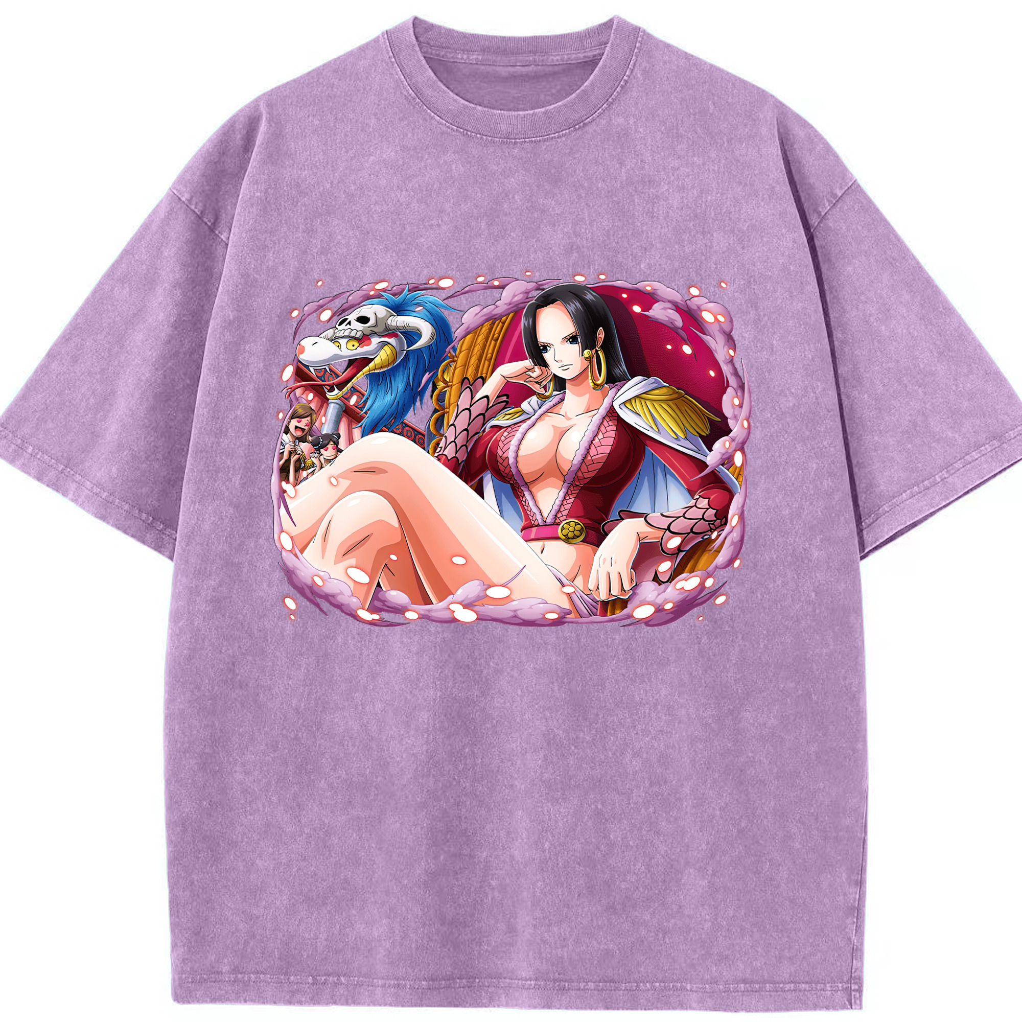 ワンピース ボア・ハンコック ONE PIECE Boa·Hancock 綿100% ヴィンテージ風 半袖Tシャツ（フロントプリント）
