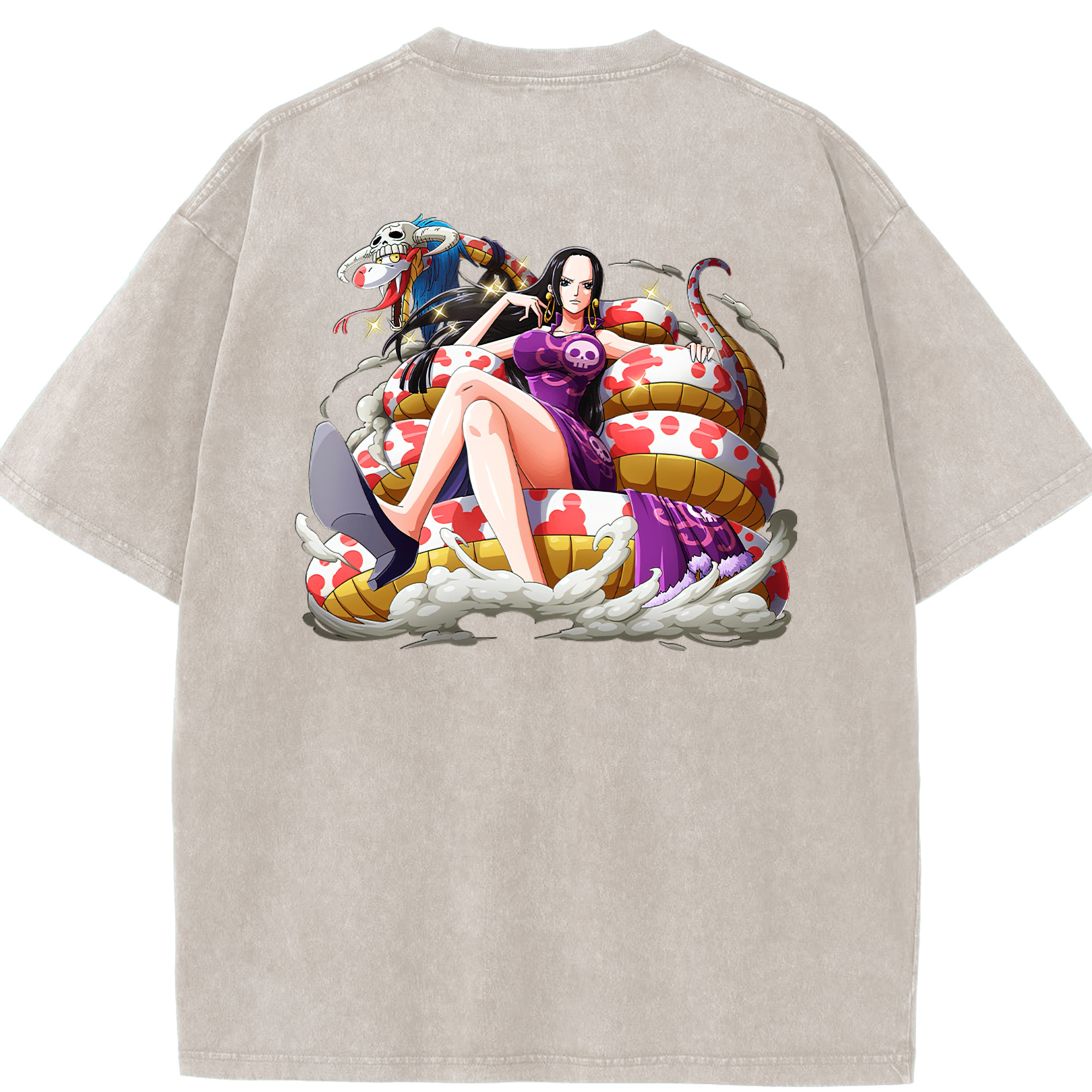 ワンピース ボア・ハンコック ONE PIECE Boa·Hancock 綿100% ヴィンテージ風 半袖Tシャツ（背面プリント）
