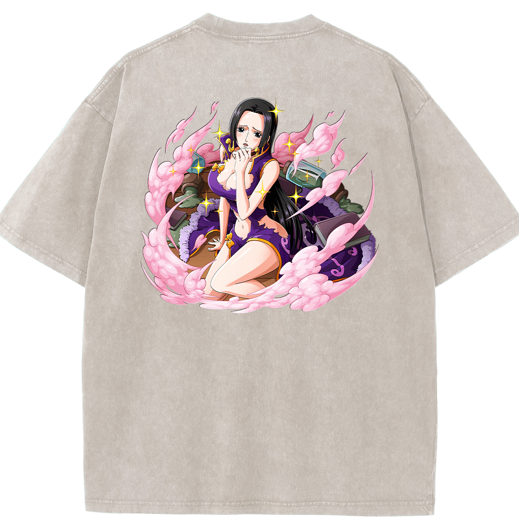 ワンピース ボア・ハンコック ONE PIECE Boa·Hancock 綿100% ヴィンテージ風 半袖Tシャツ（背面プリント）
