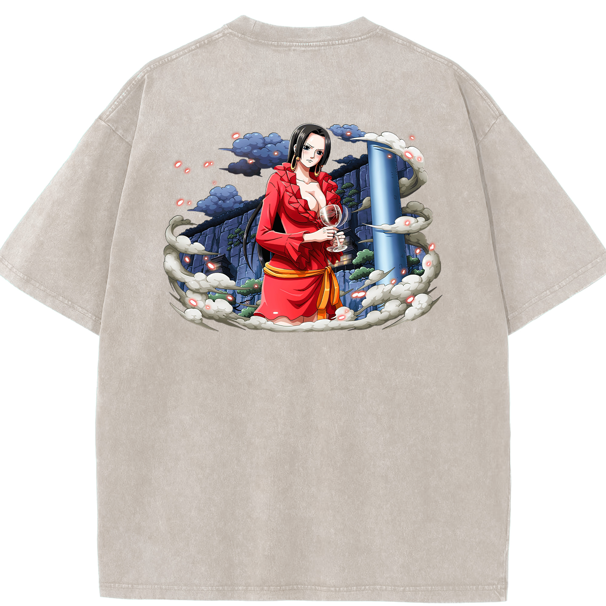 ワンピース ボア・ハンコック ONE PIECE Boa·Hancock 綿100% ヴィンテージ風 半袖Tシャツ（背面プリント）