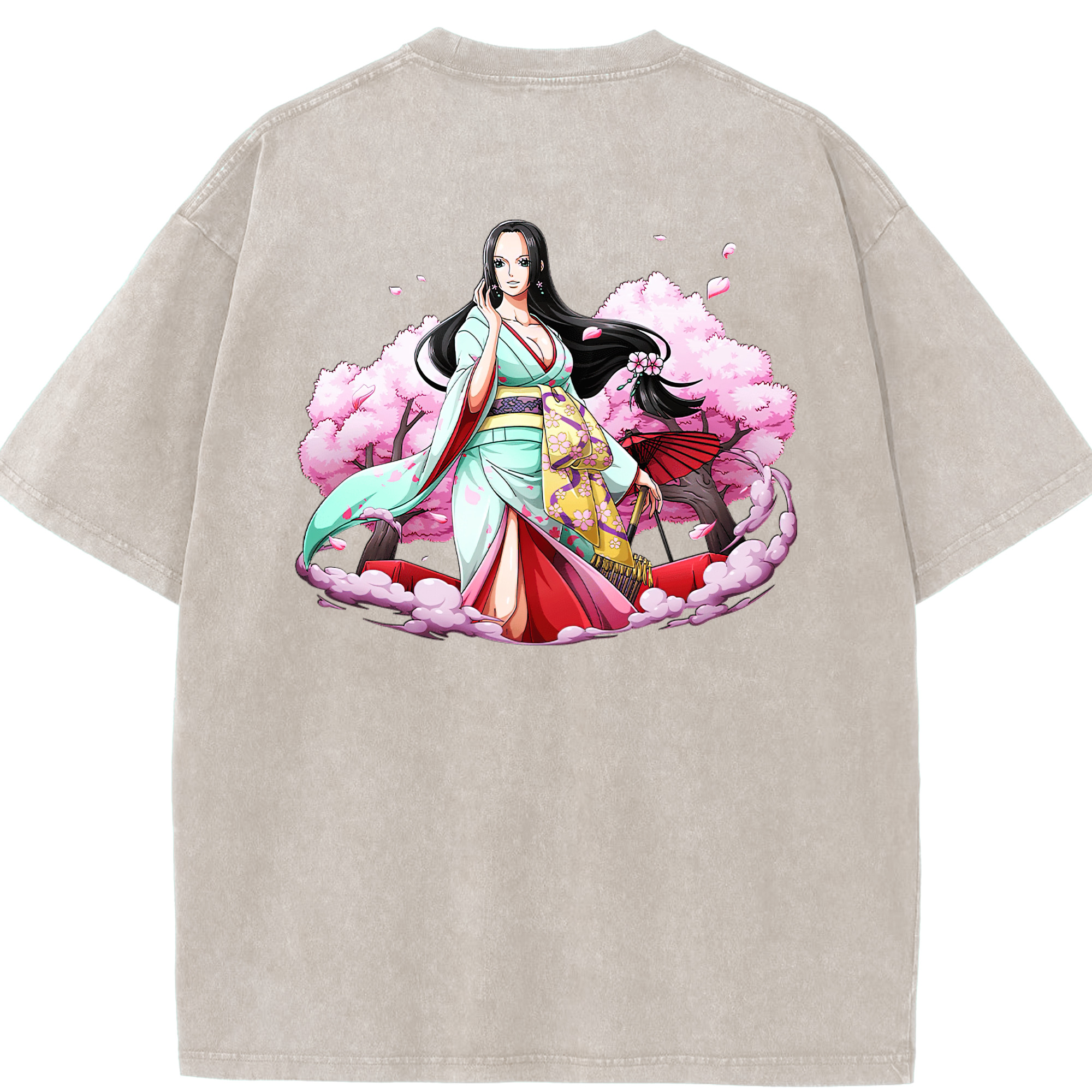 ワンピース ボア・ハンコック ONE PIECE Boa·Hancock 綿100% ヴィンテージ風 半袖Tシャツ（背面プリント）