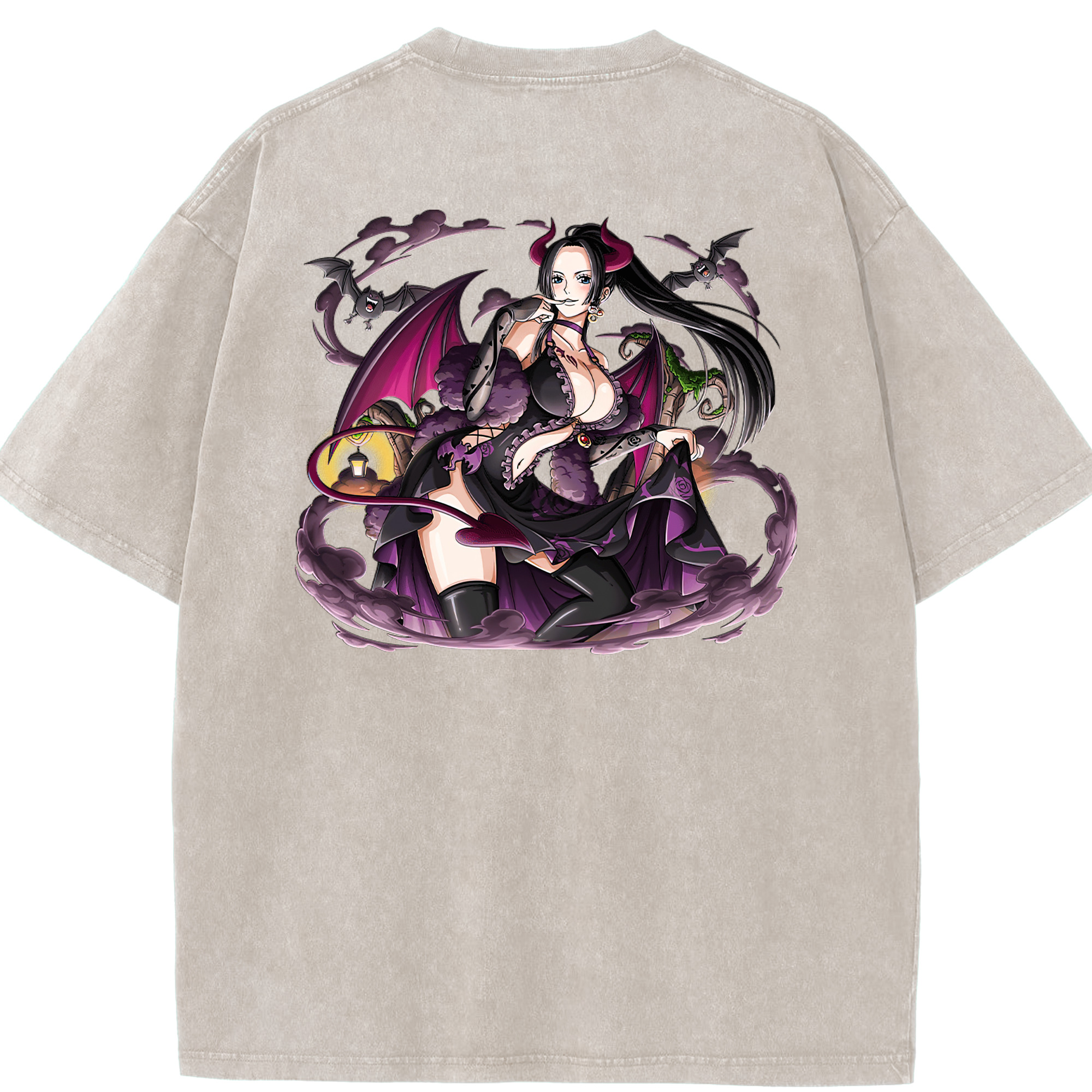 ワンピース ボア・ハンコック ONE PIECE Boa·Hancock 綿100% ヴィンテージ風 半袖Tシャツ（背面プリント）