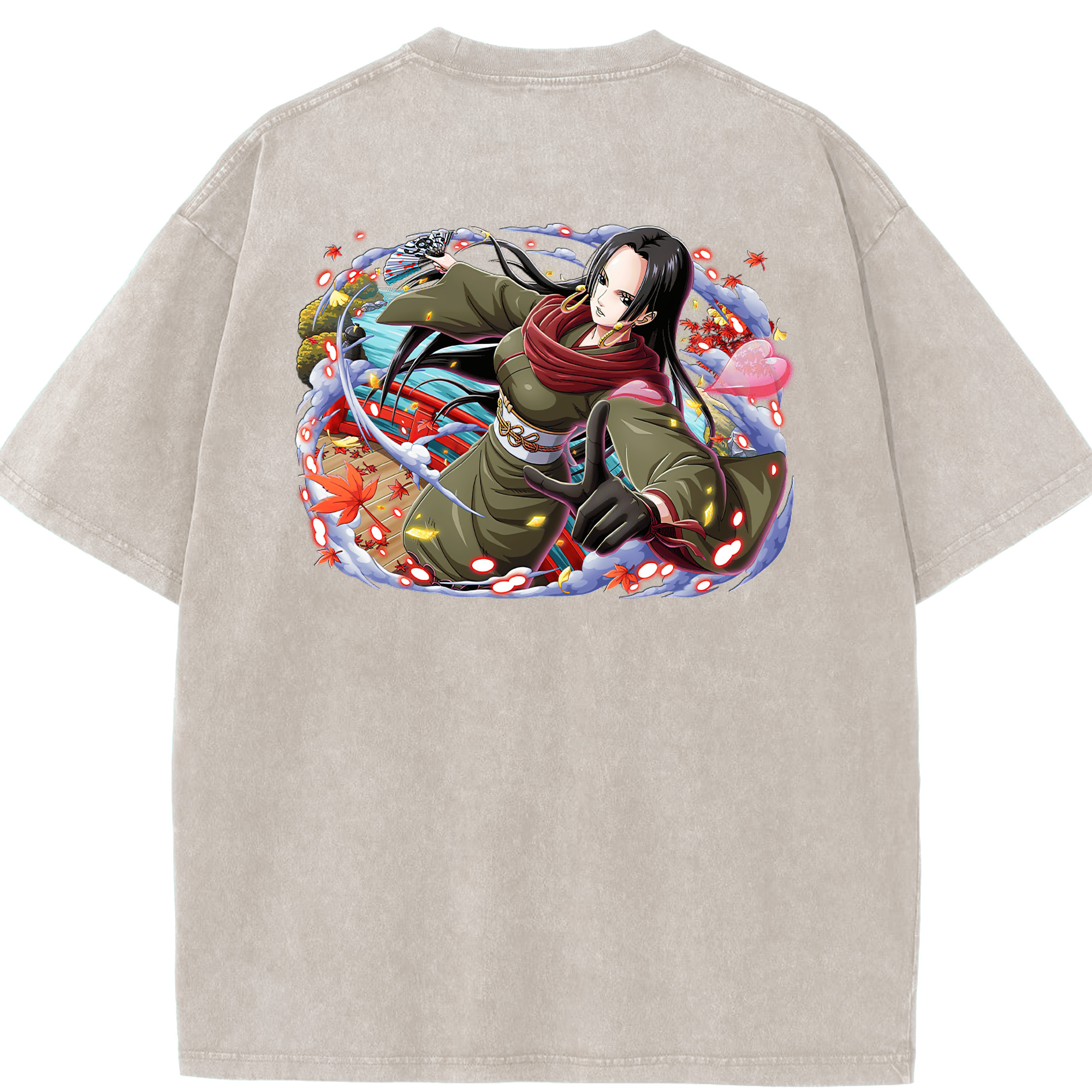 ワンピース ボア・ハンコック ONE PIECE Boa·Hancock 綿100% ヴィンテージ風 半袖Tシャツ（背面プリント）