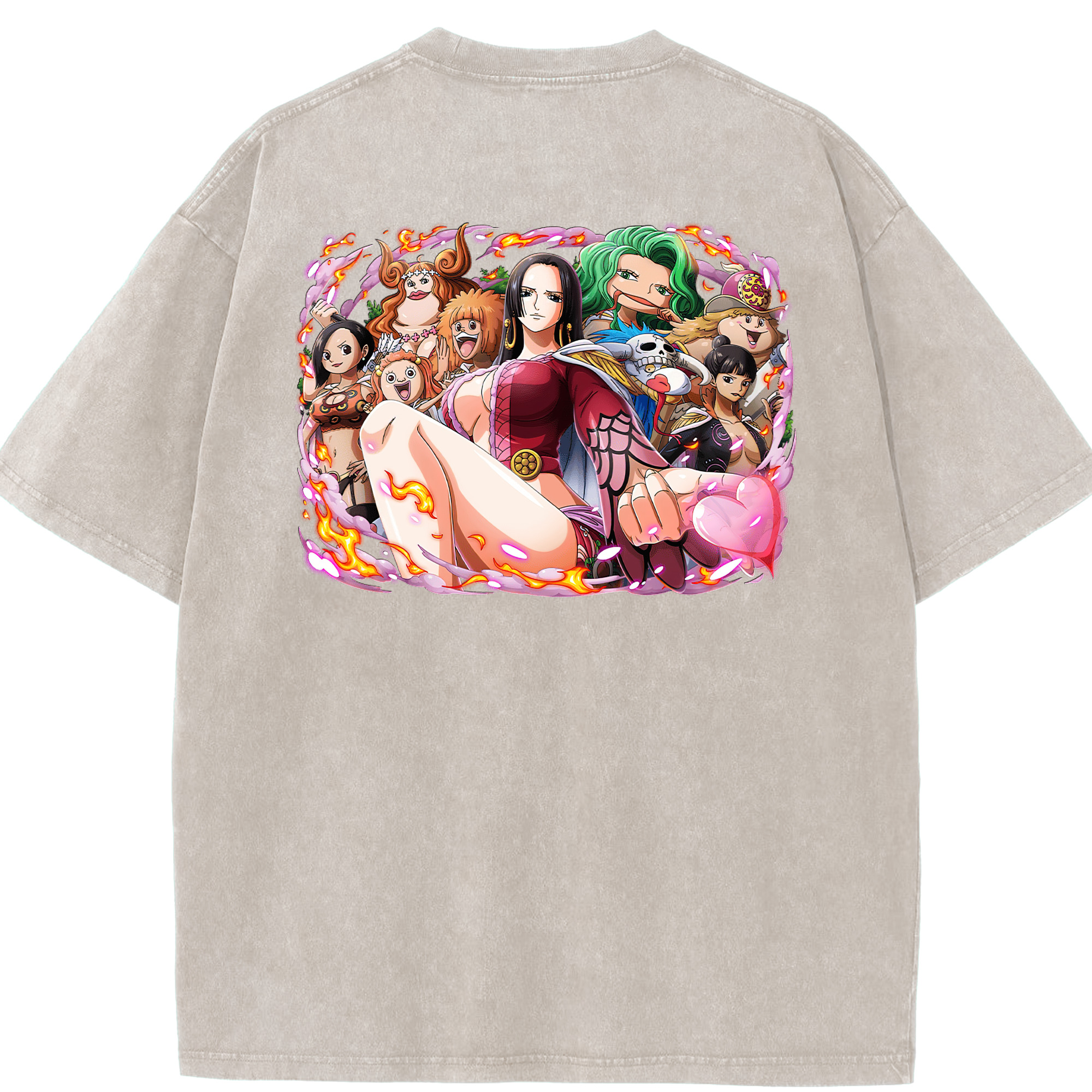 ワンピース ボア・ハンコック ONE PIECE Boa·Hancock 綿100% ヴィンテージ風 半袖Tシャツ（背面プリント）