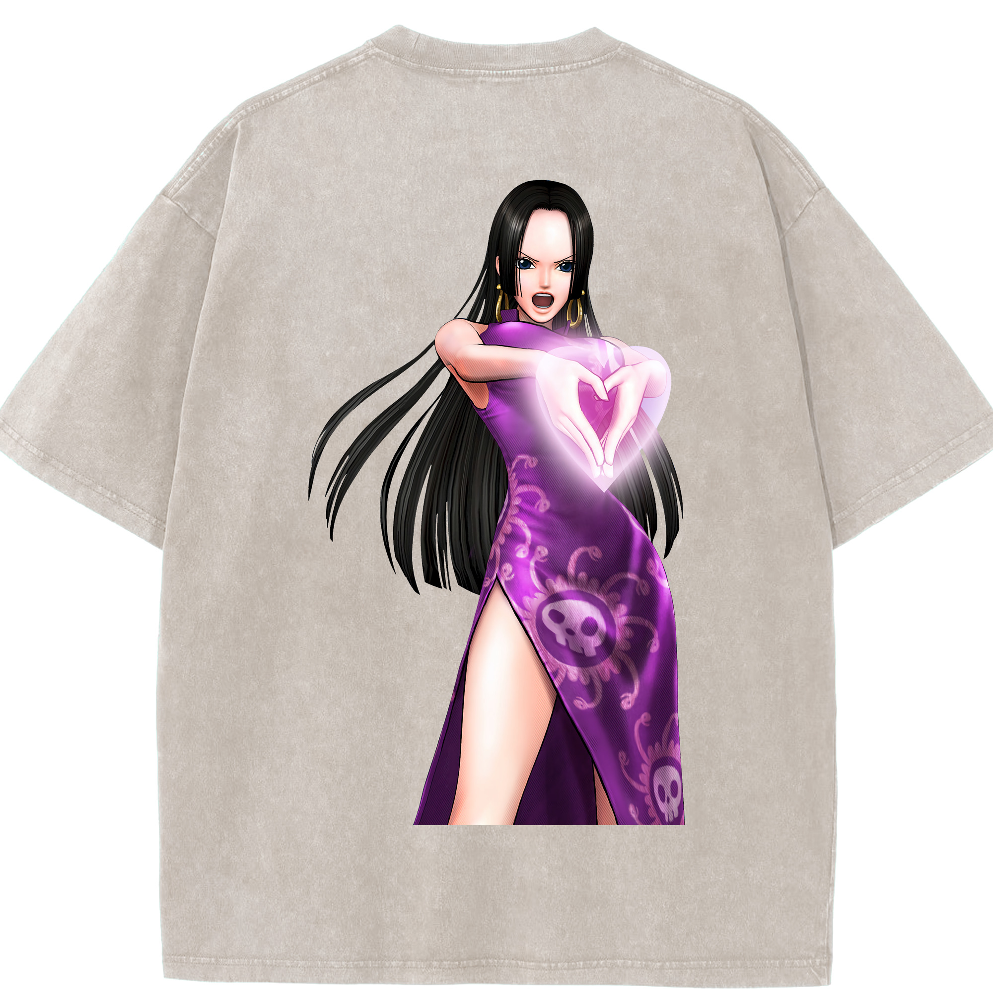 ワンピース ボア・ハンコック ONE PIECE Boa·Hancock 綿100% ヴィンテージ風 半袖Tシャツ（背面プリント）