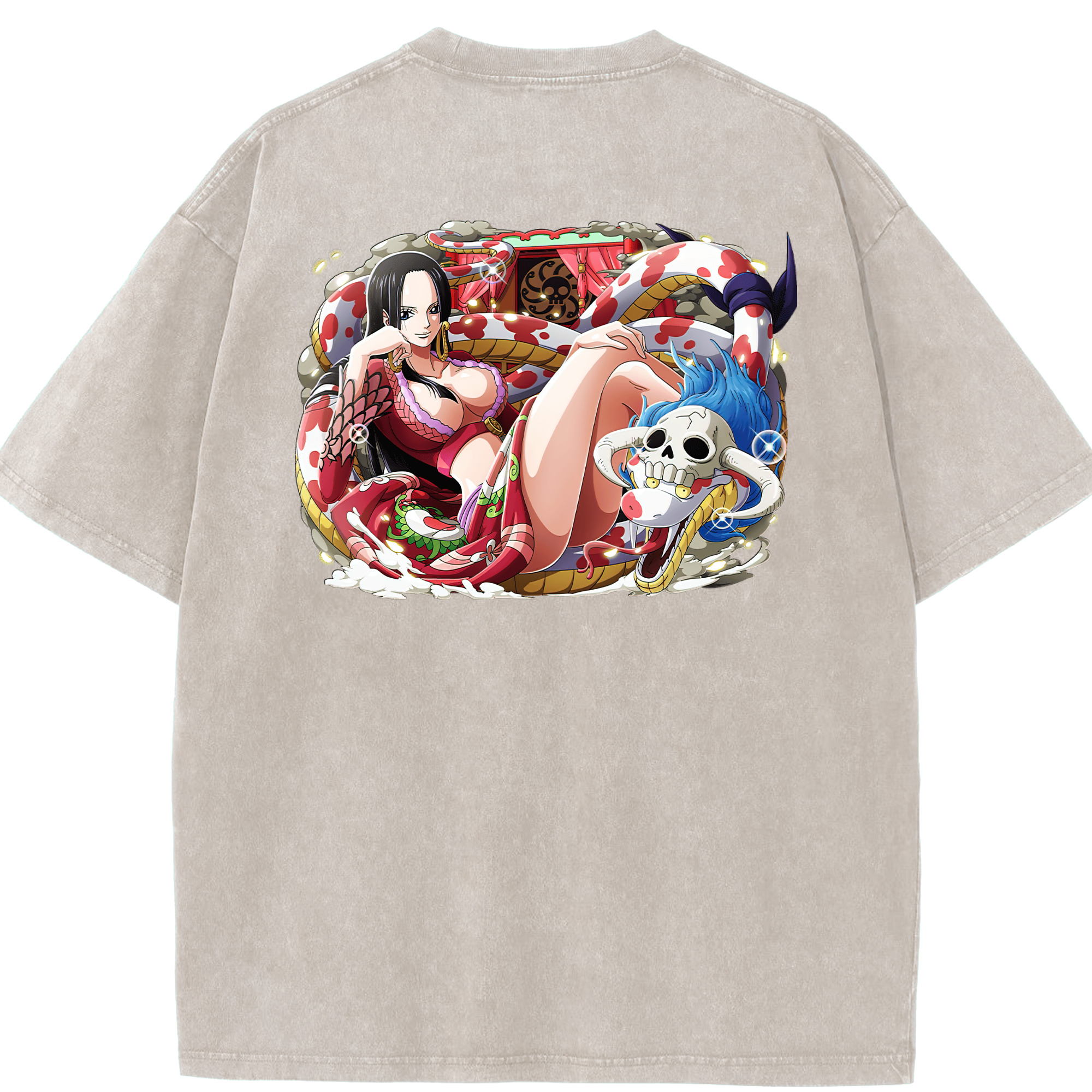 ワンピース ボア・ハンコック ONE PIECE Boa·Hancock 綿100% ヴィンテージ風 半袖Tシャツ（背面プリント）