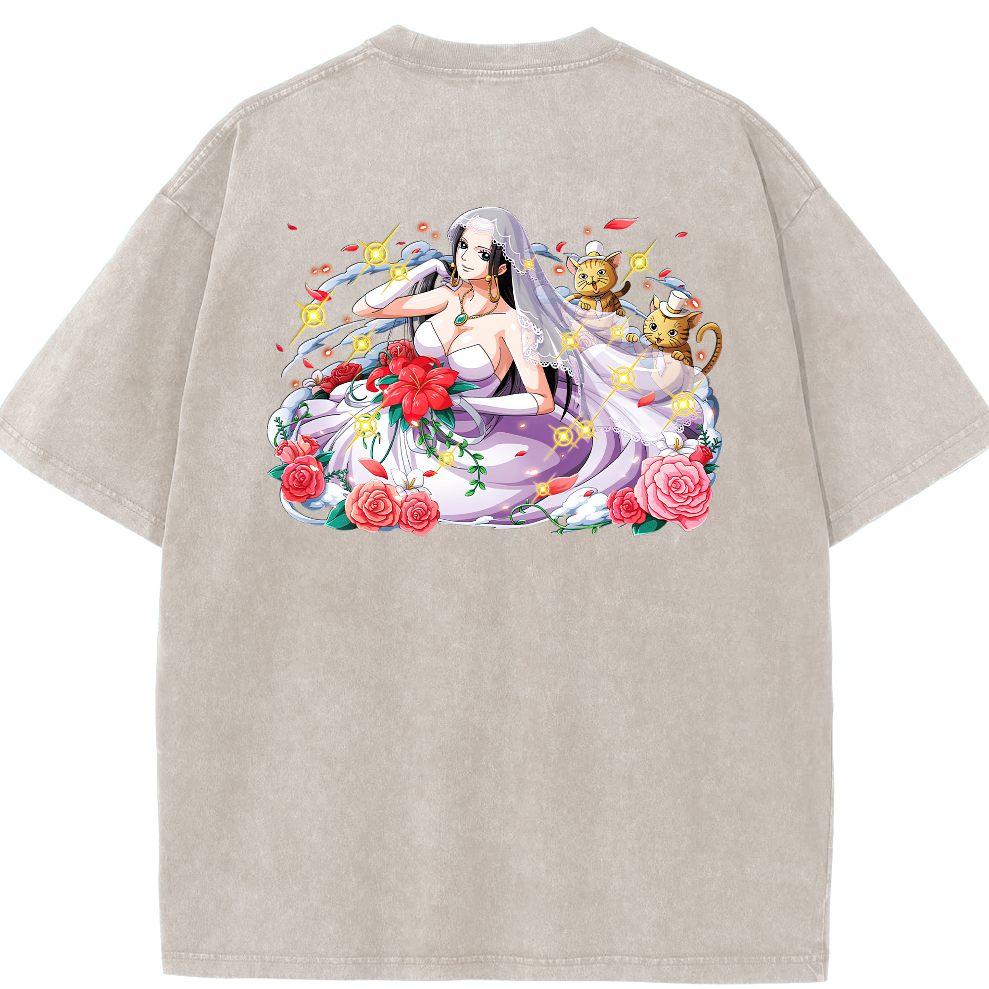 ワンピース ボア・ハンコック ONE PIECE Boa·Hancock 綿100% ヴィンテージ風 半袖Tシャツ（背面プリント）