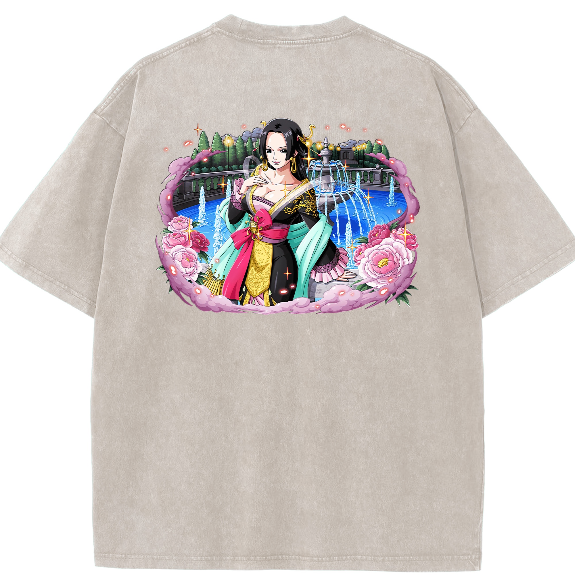 ワンピース ボア・ハンコック ONE PIECE Boa·Hancock 綿100% ヴィンテージ風 半袖Tシャツ（背面プリント）