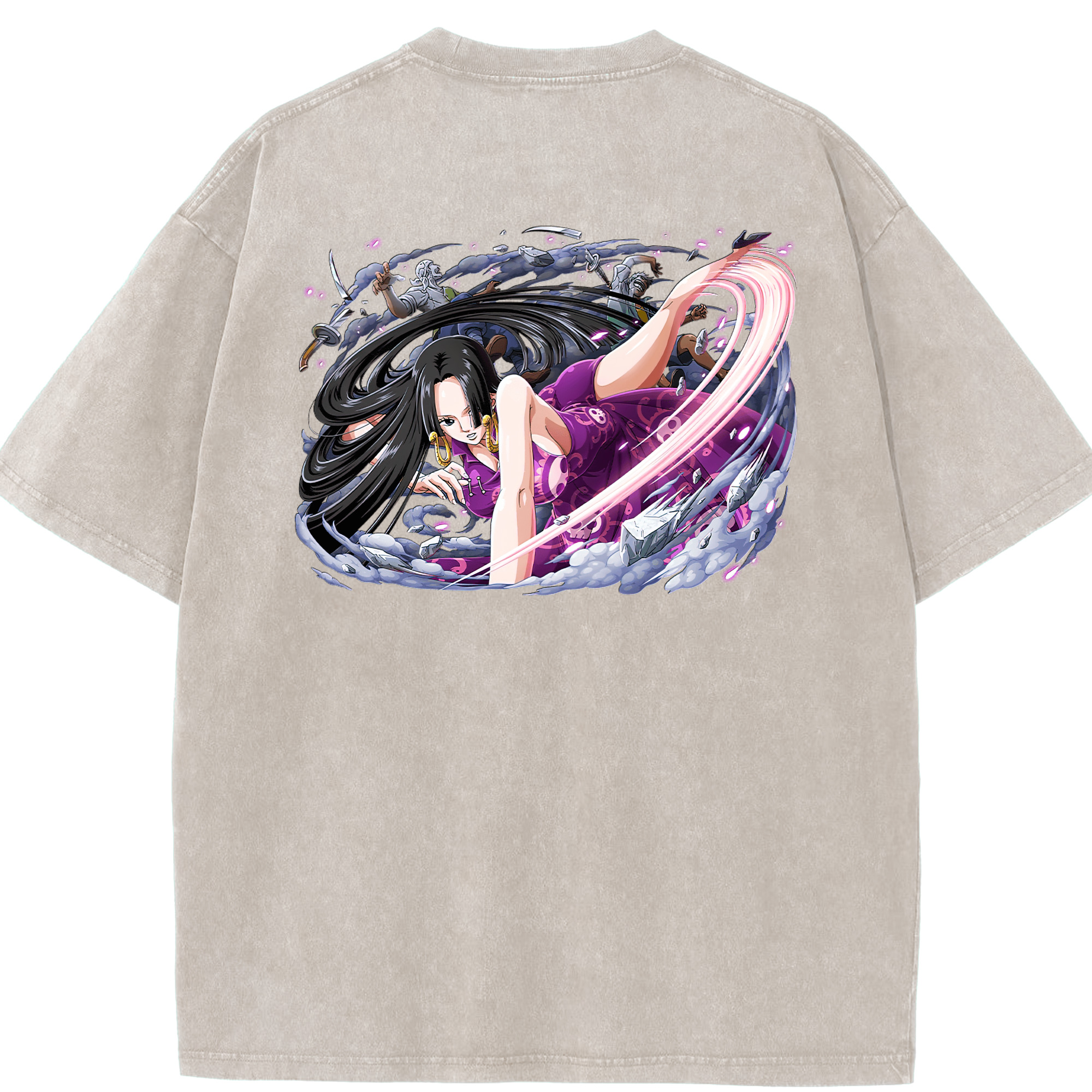 ワンピース ボア・ハンコック ONE PIECE Boa·Hancock 綿100% ヴィンテージ風 半袖Tシャツ（背面プリント）