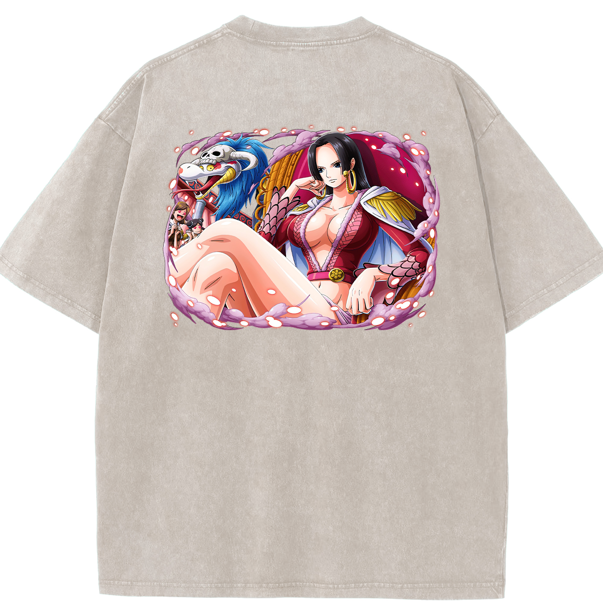 ワンピース ボア・ハンコック ONE PIECE Boa·Hancock 綿100% ヴィンテージ風 半袖Tシャツ（背面プリント）