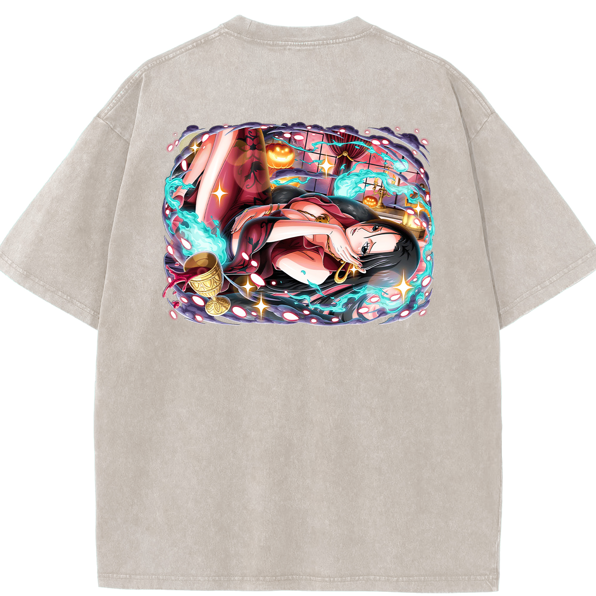 ワンピース ボア・ハンコック ONE PIECE Boa·Hancock 綿100% ヴィンテージ風 半袖Tシャツ（背面プリント）