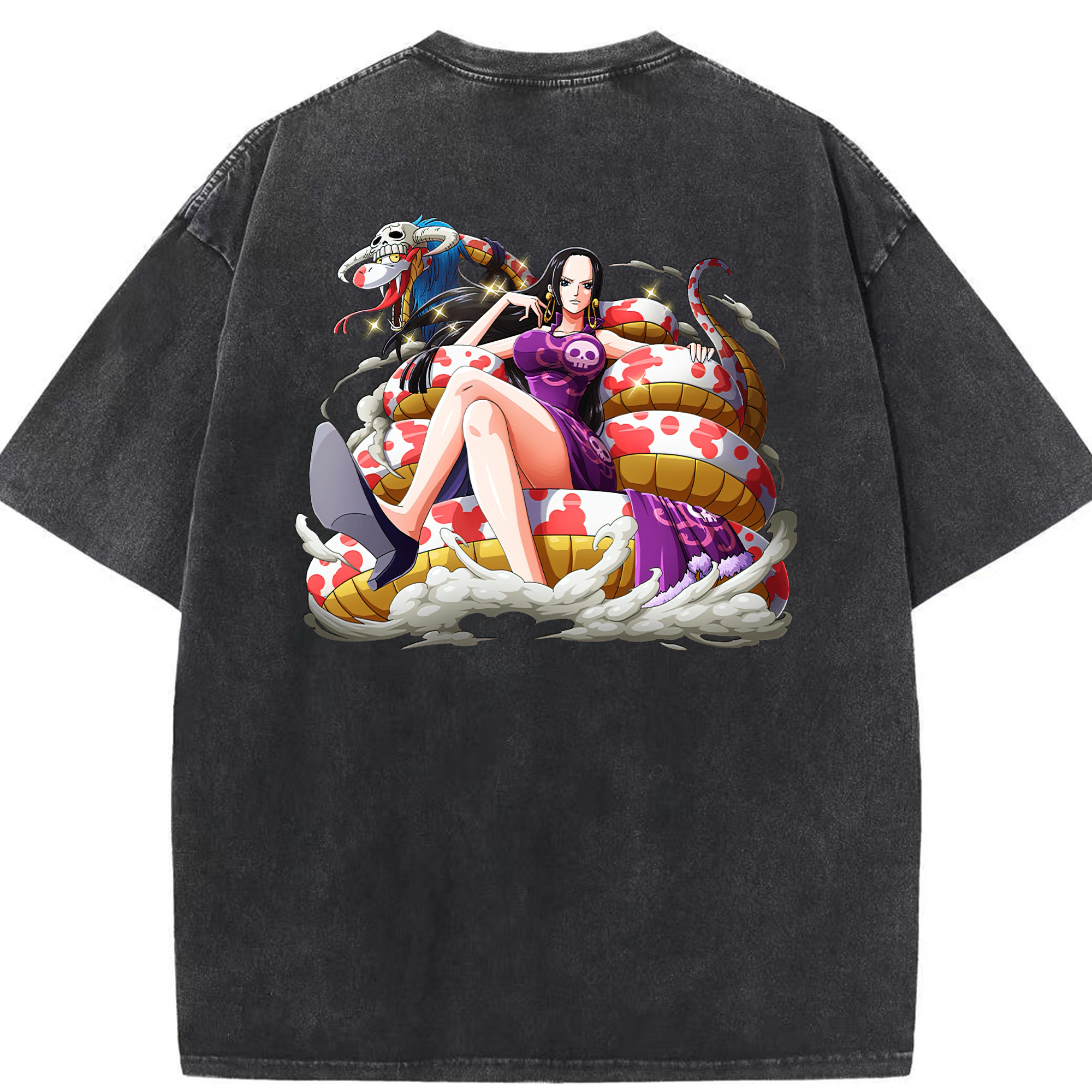 ワンピース ボア・ハンコック ONE PIECE Boa·Hancock 綿100% ヴィンテージ風 半袖Tシャツ（背面プリント）
