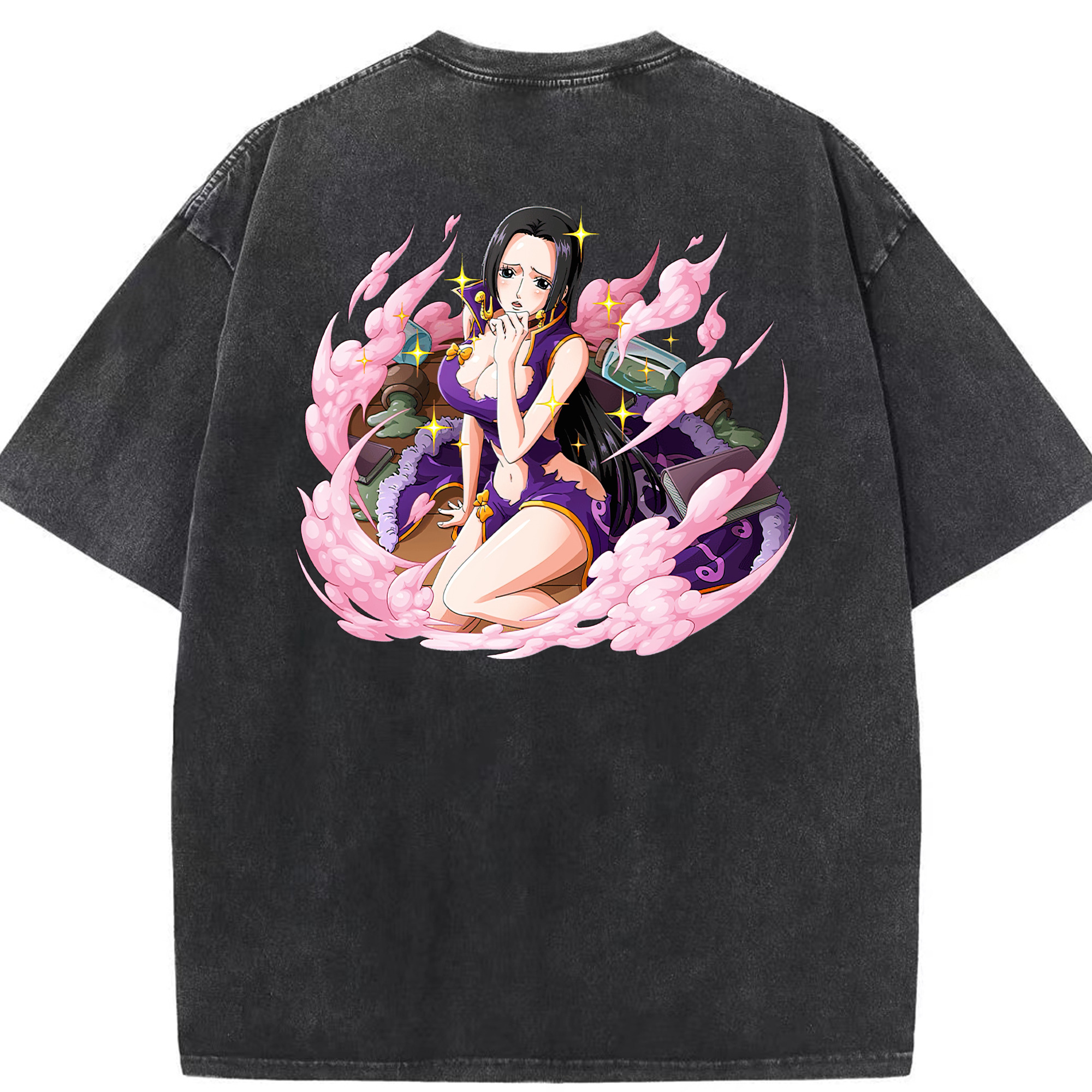 ワンピース ボア・ハンコック ONE PIECE Boa·Hancock 綿100% ヴィンテージ風 半袖Tシャツ（背面プリント）