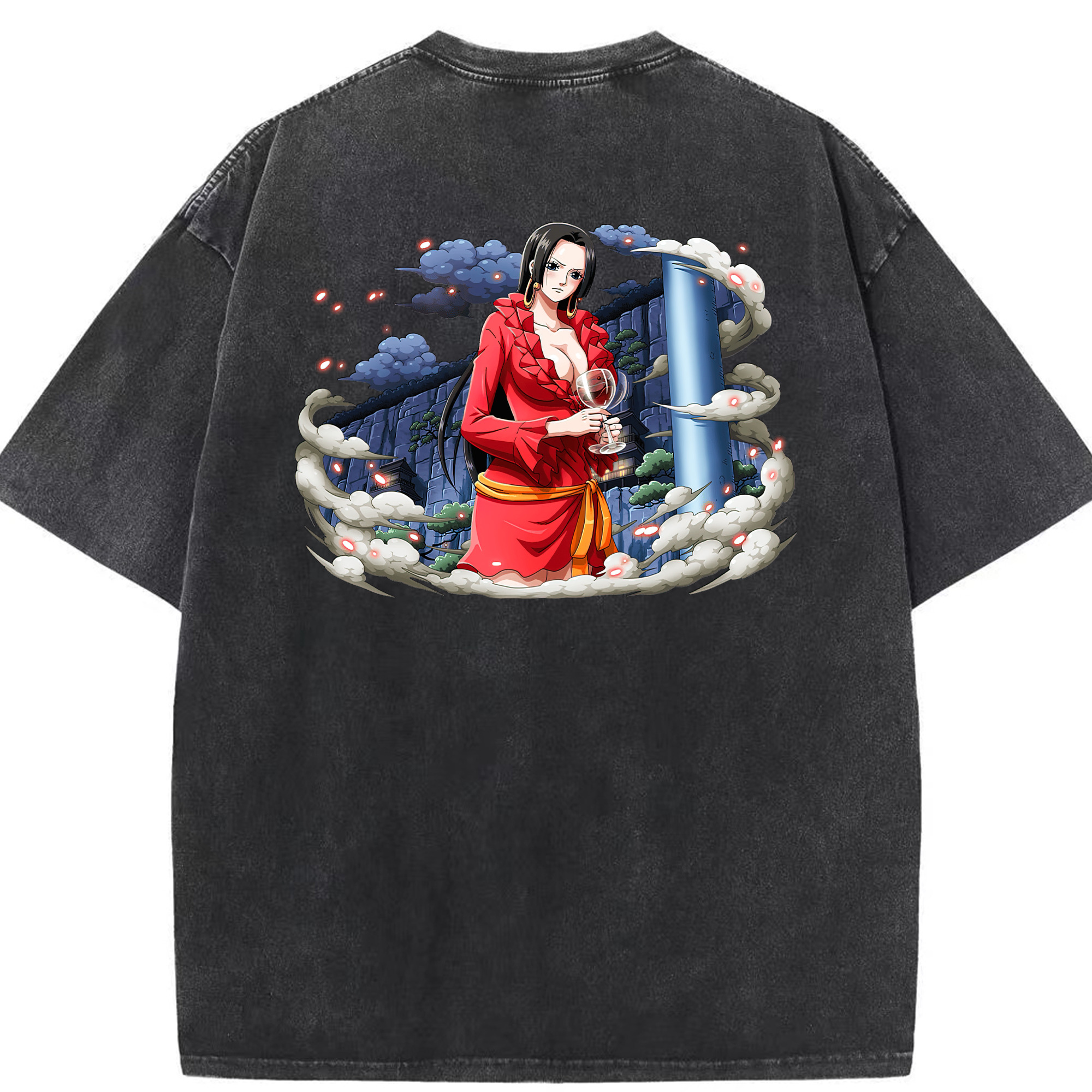 ワンピース ボア・ハンコック ONE PIECE Boa·Hancock 綿100% ヴィンテージ風 半袖Tシャツ（背面プリント）
