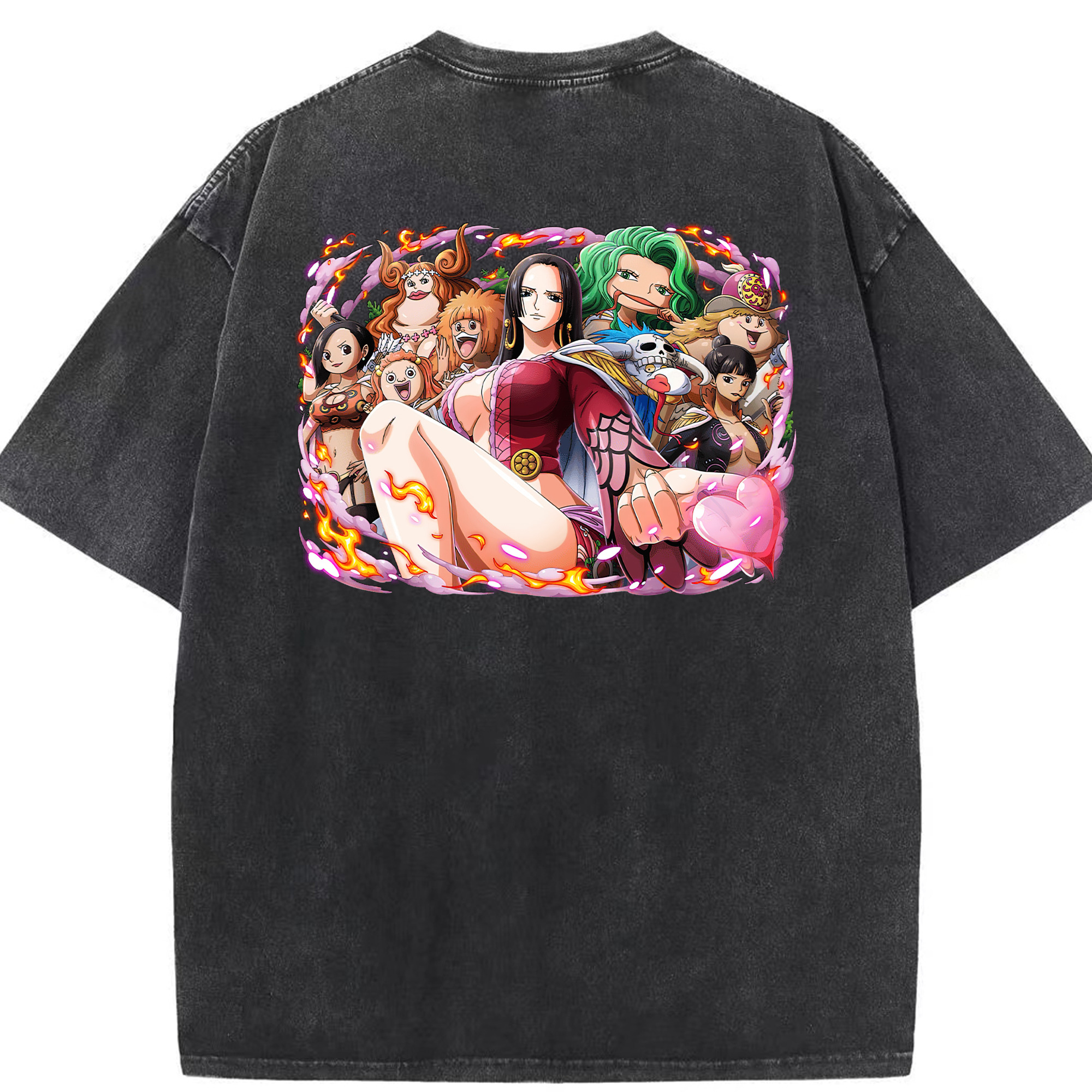 ワンピース ボア・ハンコック ONE PIECE Boa·Hancock 綿100% ヴィンテージ風 半袖Tシャツ（背面プリント）
