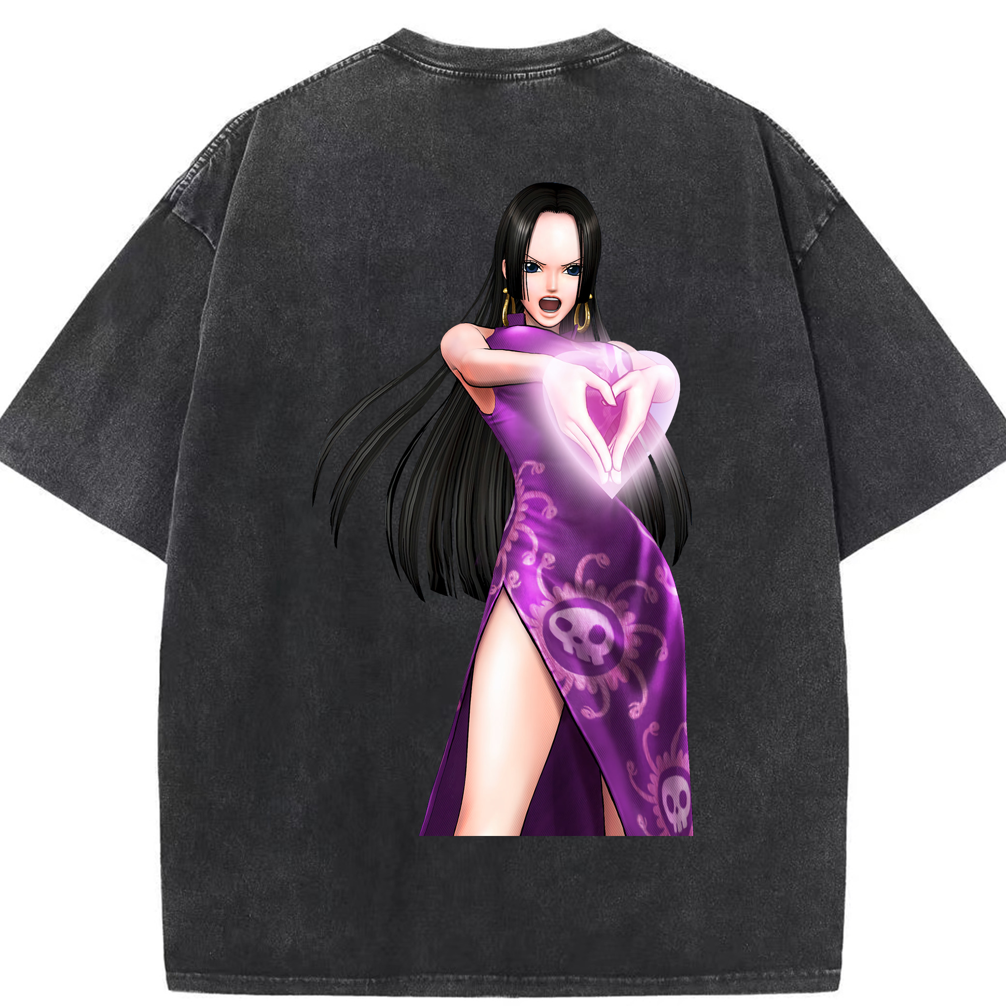 ワンピース ボア・ハンコック ONE PIECE Boa·Hancock 綿100% ヴィンテージ風 半袖Tシャツ（背面プリント）