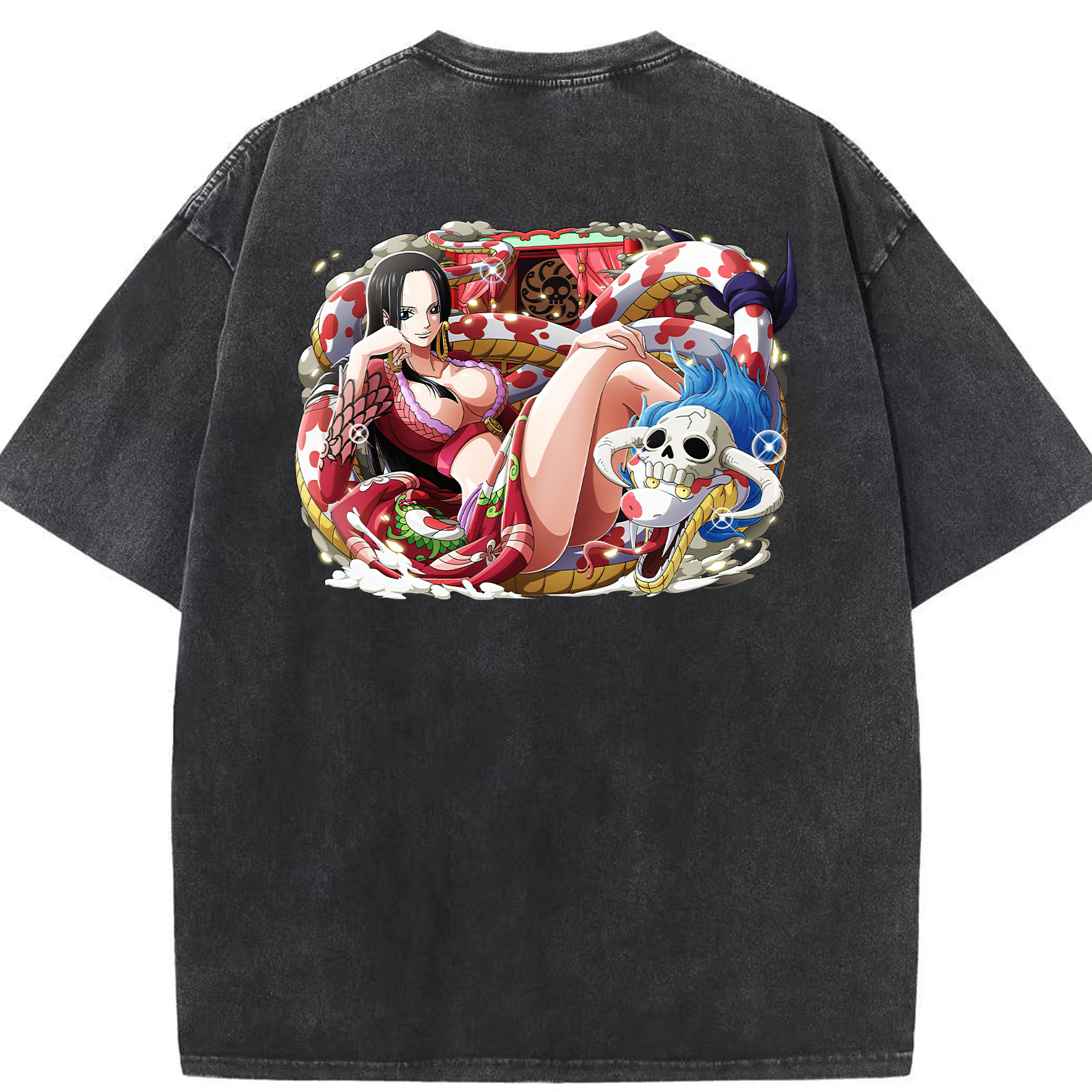 ワンピース ボア・ハンコック ONE PIECE Boa·Hancock 綿100% ヴィンテージ風 半袖Tシャツ（背面プリント）