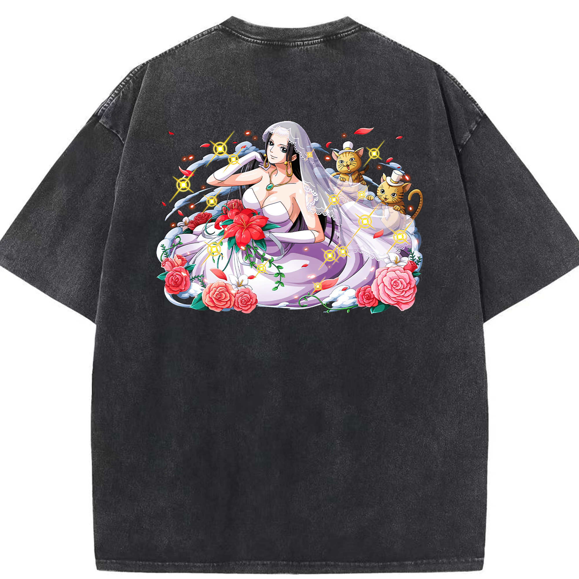 ワンピース ボア・ハンコック ONE PIECE Boa·Hancock 綿100% ヴィンテージ風 半袖Tシャツ（背面プリント）