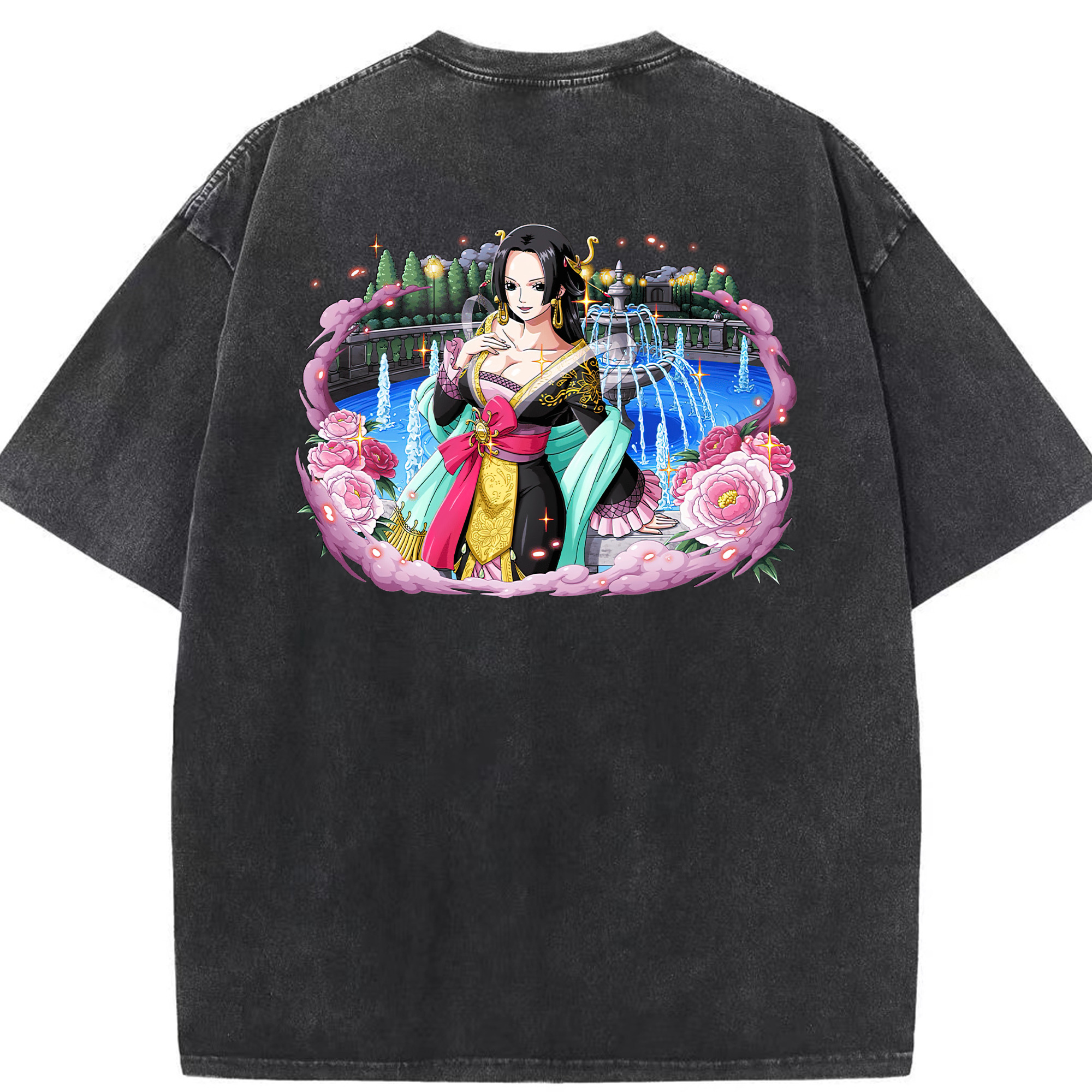 ワンピース ボア・ハンコック ONE PIECE Boa·Hancock 綿100% ヴィンテージ風 半袖Tシャツ（背面プリント）