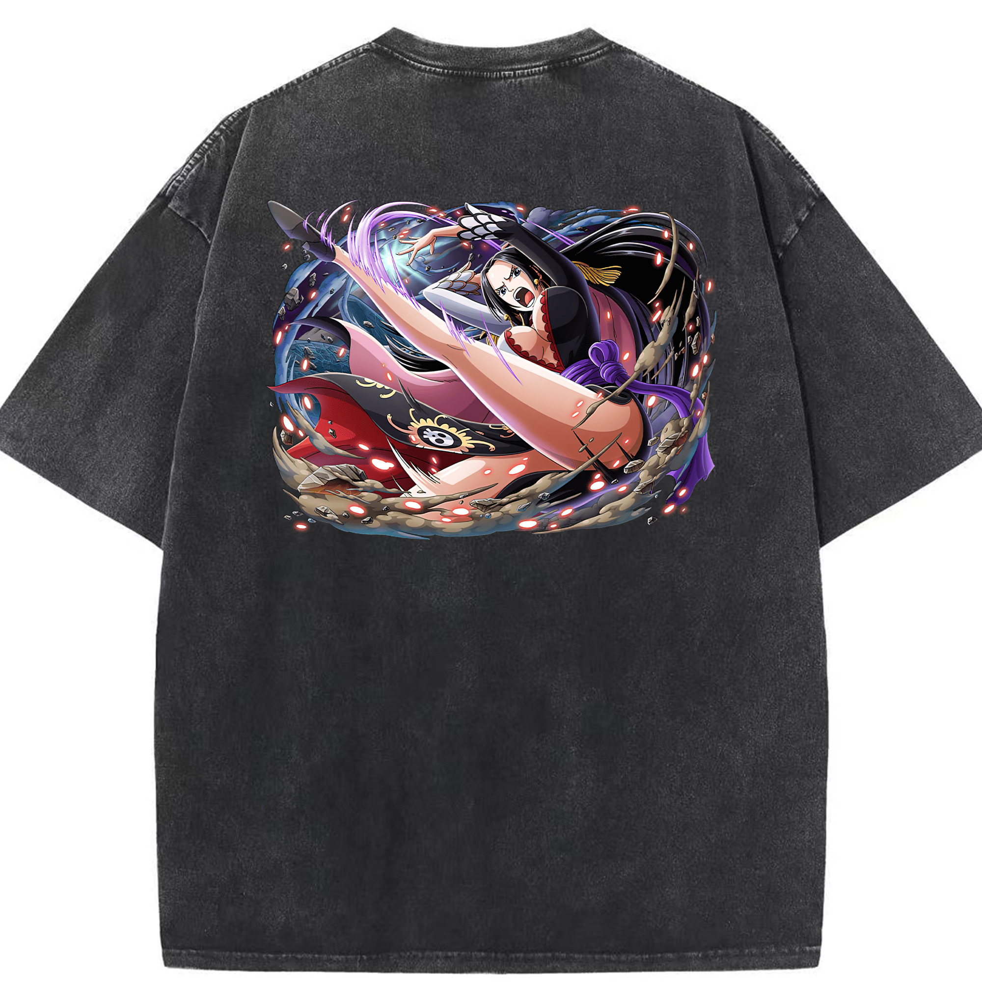 ワンピース ボア・ハンコック ONE PIECE Boa·Hancock 綿100% ヴィンテージ風 半袖Tシャツ（背面プリント）