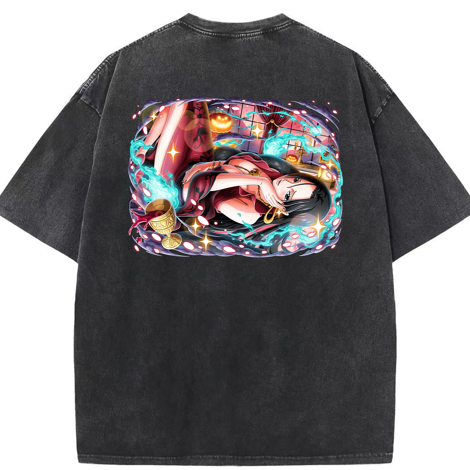 ワンピース ボア・ハンコック ONE PIECE Boa·Hancock 綿100% ヴィンテージ風 半袖Tシャツ（背面プリント）