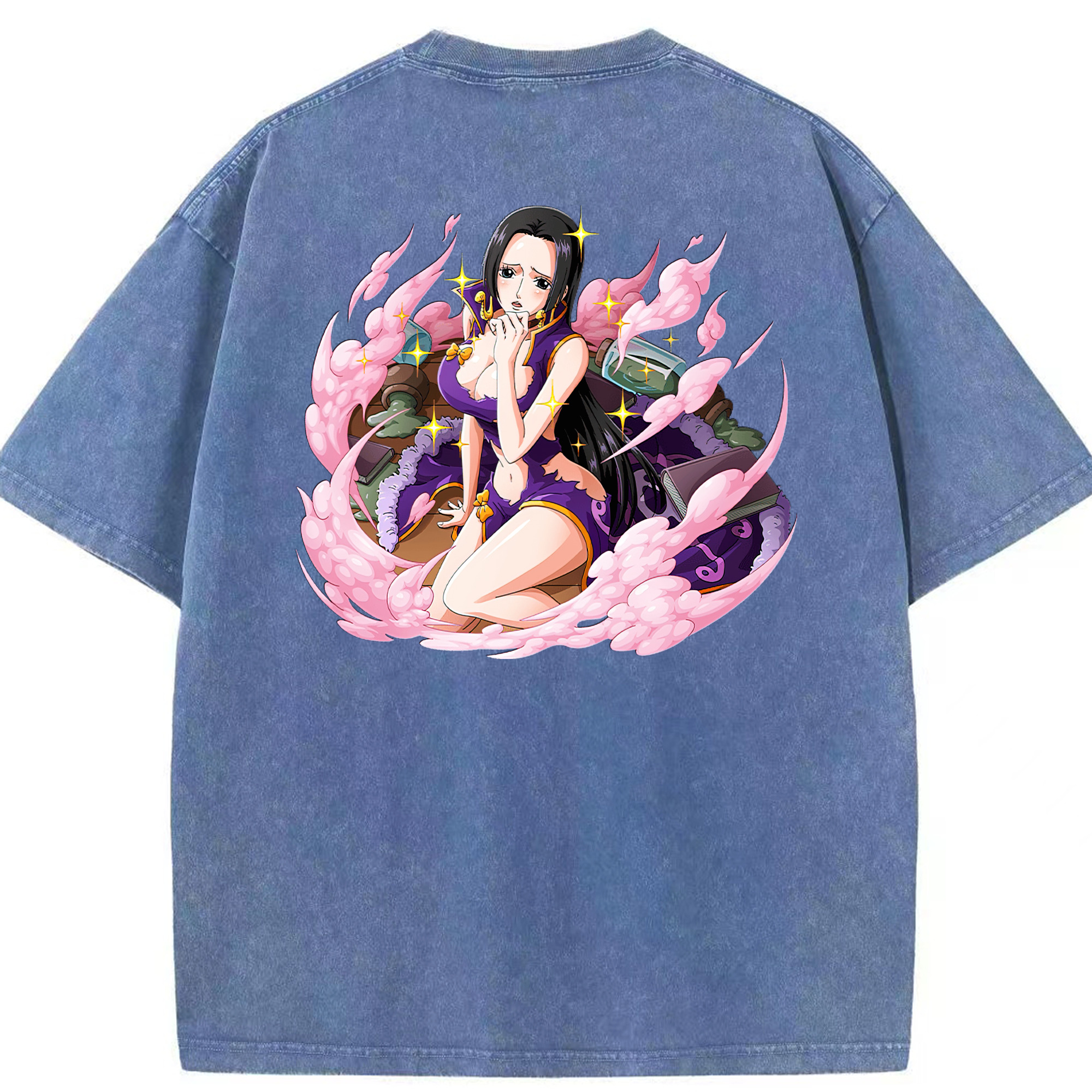 ワンピース ボア・ハンコック ONE PIECE Boa·Hancock 綿100% ヴィンテージ風 半袖Tシャツ（背面プリント）