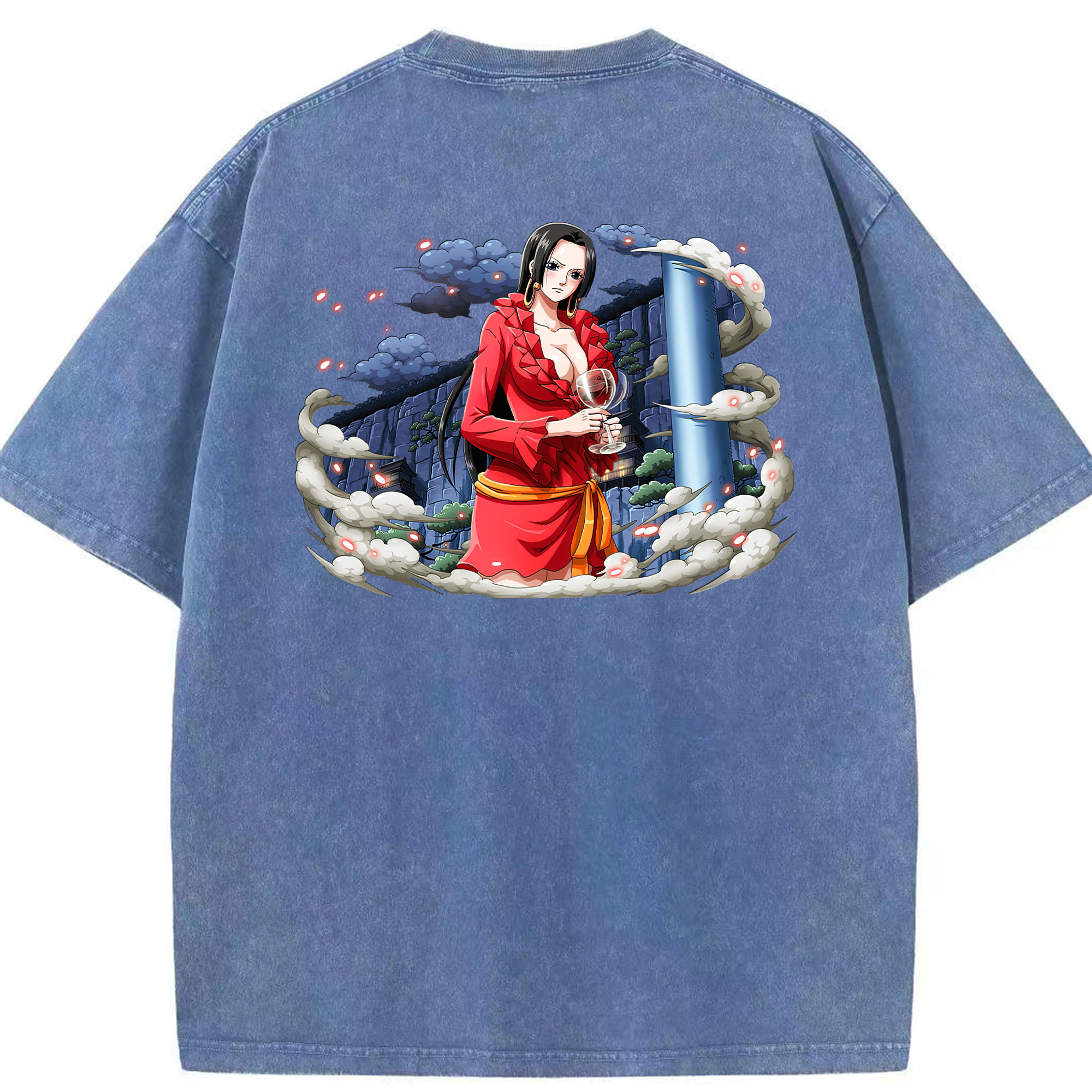 ワンピース ボア・ハンコック ONE PIECE Boa·Hancock 綿100% ヴィンテージ風 半袖Tシャツ（背面プリント）