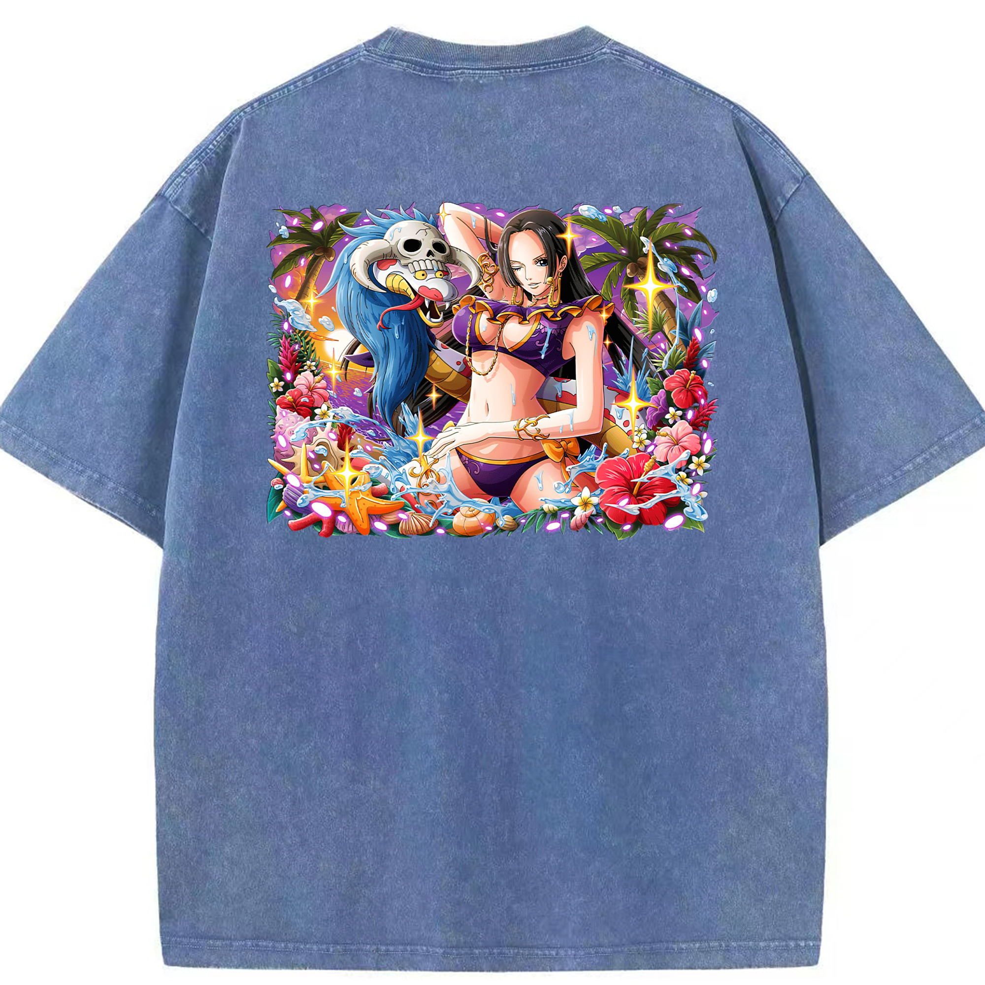 ワンピース ボア・ハンコック ONE PIECE Boa·Hancock 綿100% ヴィンテージ風 半袖Tシャツ（背面プリント）