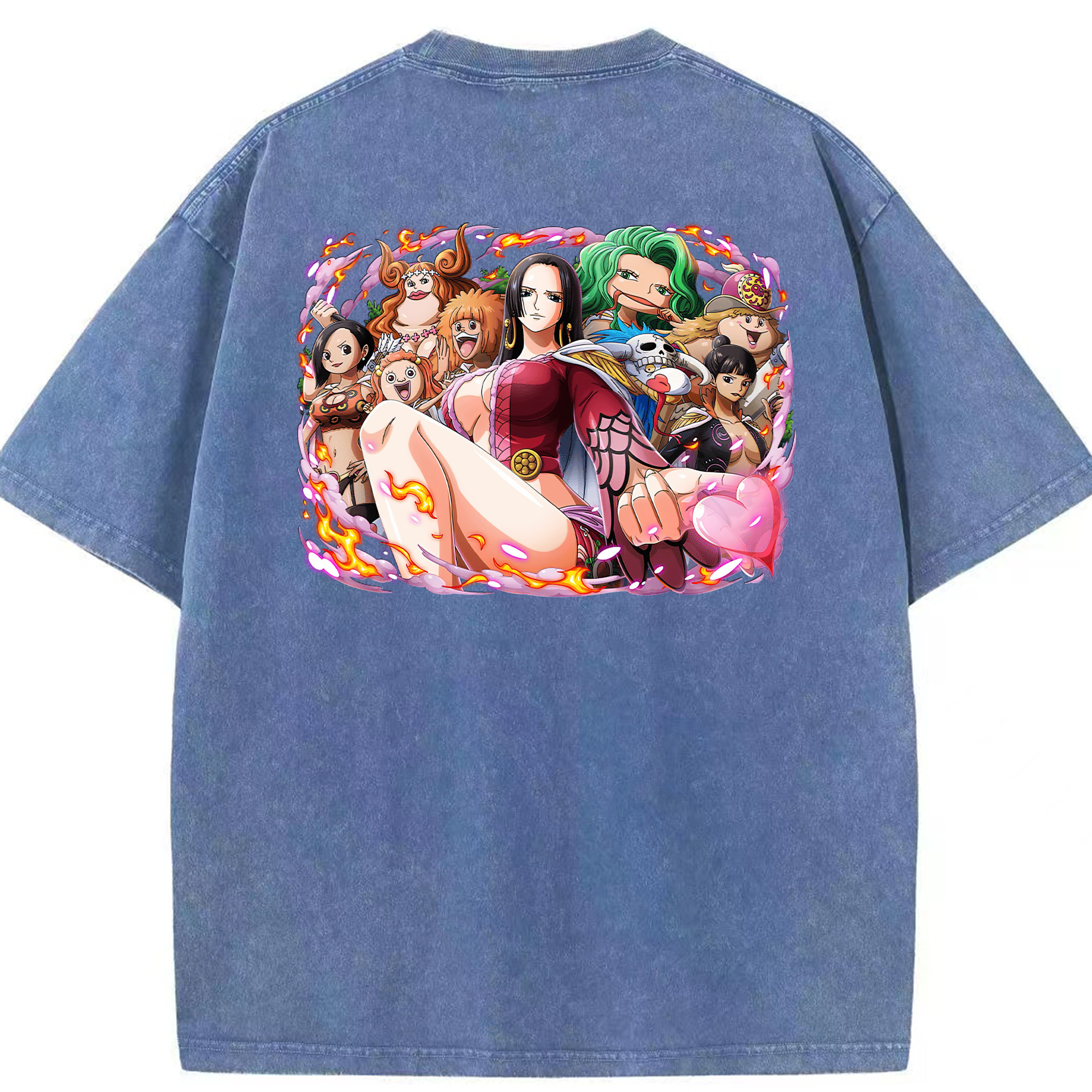 ワンピース ボア・ハンコック ONE PIECE Boa·Hancock 綿100% ヴィンテージ風 半袖Tシャツ（背面プリント）