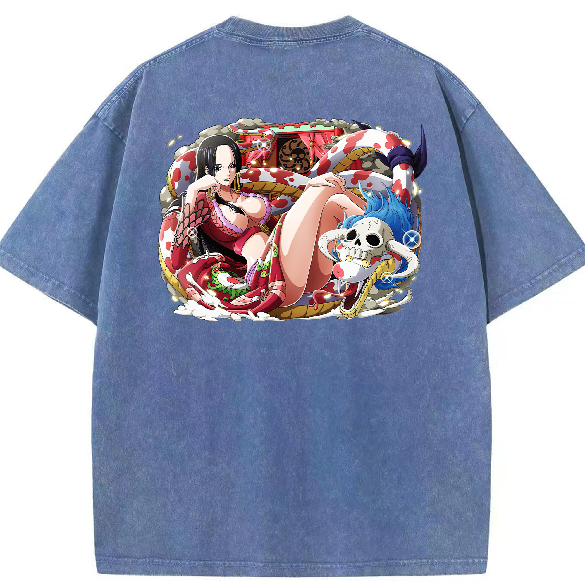 ワンピース ボア・ハンコック ONE PIECE Boa·Hancock 綿100% ヴィンテージ風 半袖Tシャツ（背面プリント）