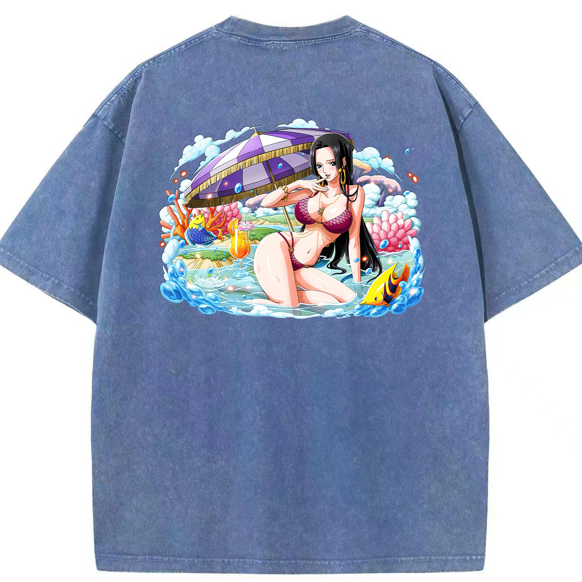 ワンピース ボア・ハンコック ONE PIECE Boa·Hancock 綿100% ヴィンテージ風 半袖Tシャツ（背面プリント）