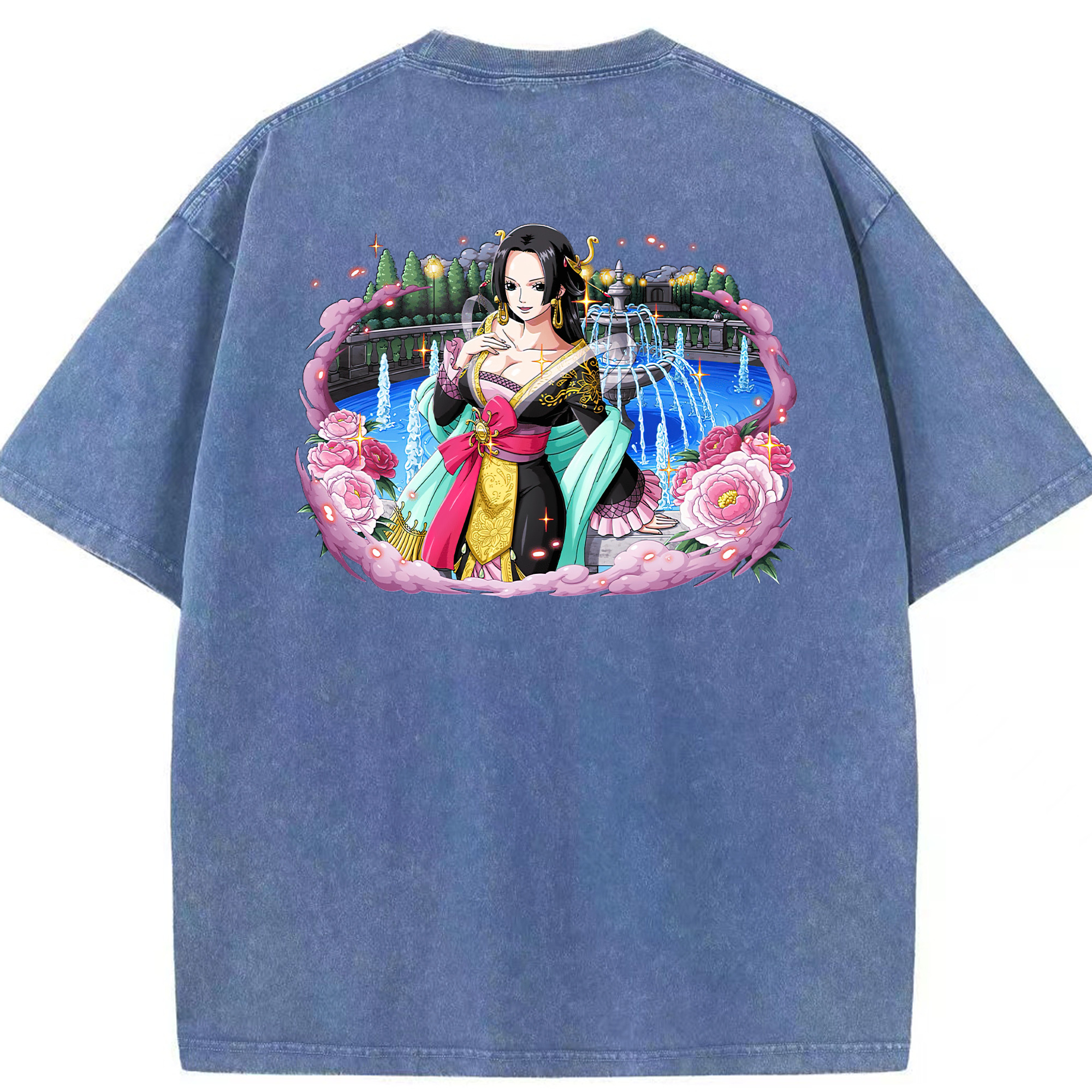 ワンピース ボア・ハンコック ONE PIECE Boa·Hancock 綿100% ヴィンテージ風 半袖Tシャツ（背面プリント）
