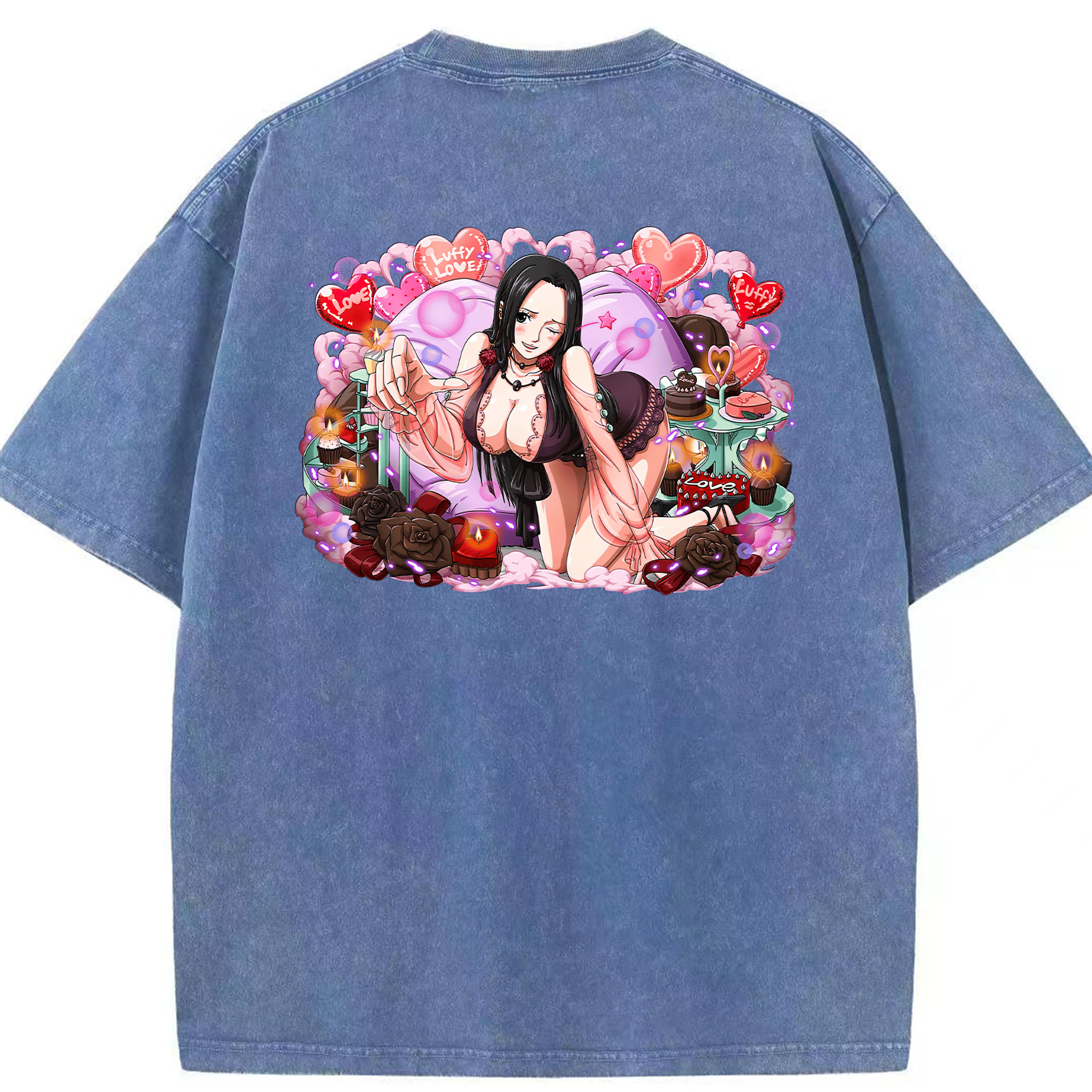 ワンピース ボア・ハンコック ONE PIECE Boa·Hancock 綿100% ヴィンテージ風 半袖Tシャツ（背面プリント）