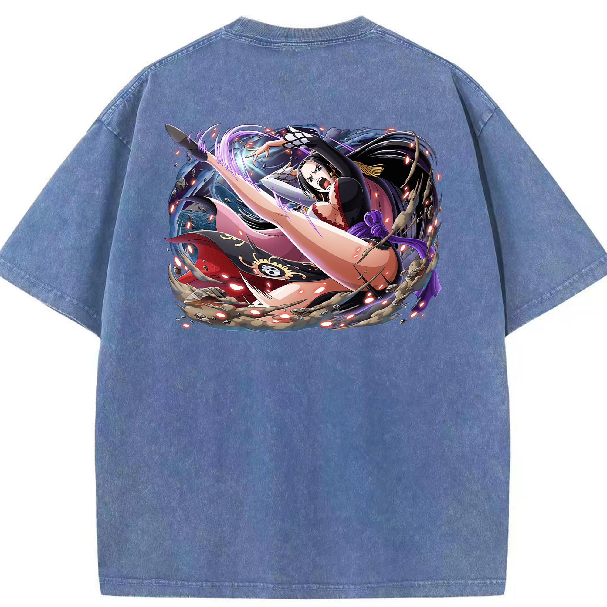 ワンピース ボア・ハンコック ONE PIECE Boa·Hancock 綿100% ヴィンテージ風 半袖Tシャツ（背面プリント）