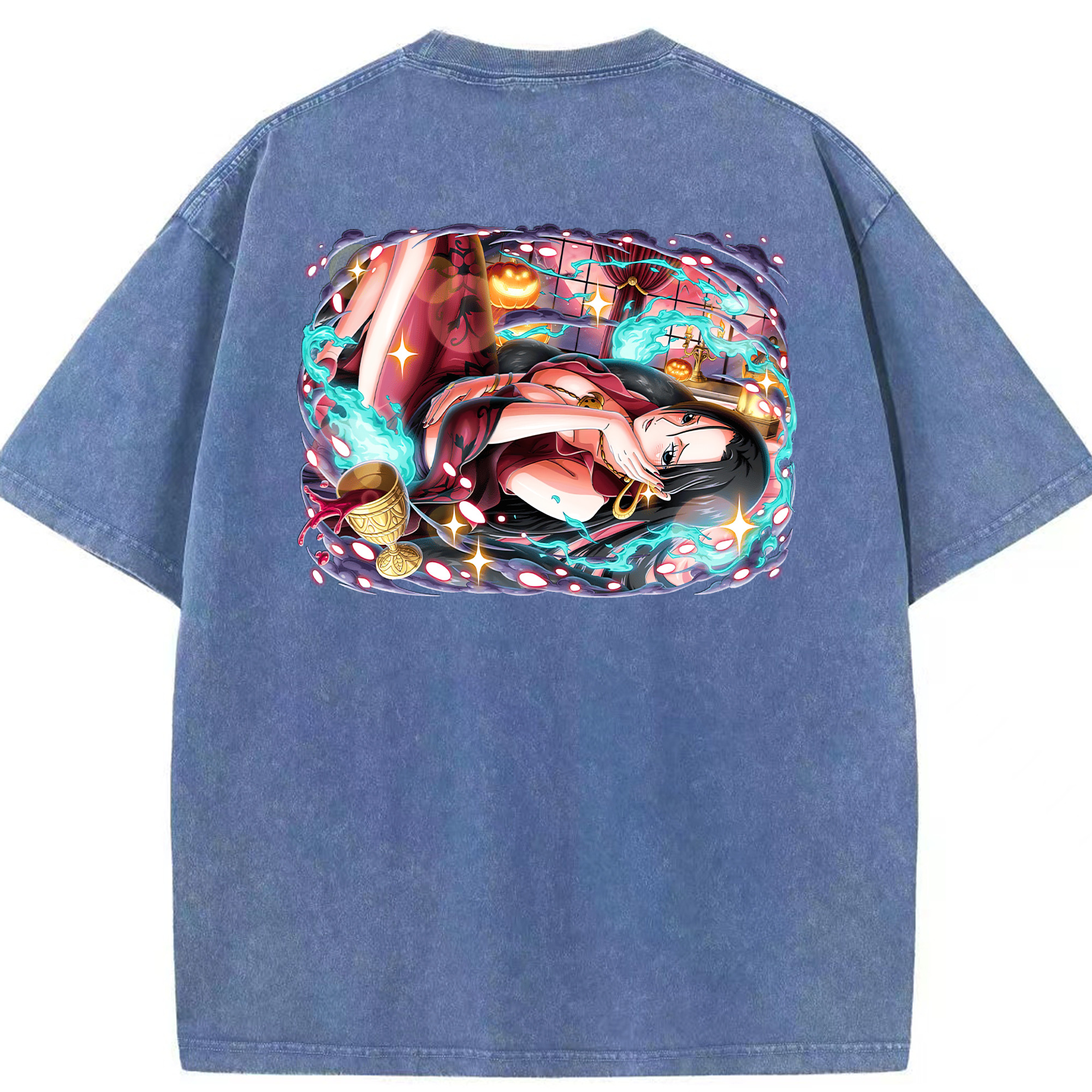 ワンピース ボア・ハンコック ONE PIECE Boa·Hancock 綿100% ヴィンテージ風 半袖Tシャツ（背面プリント）
