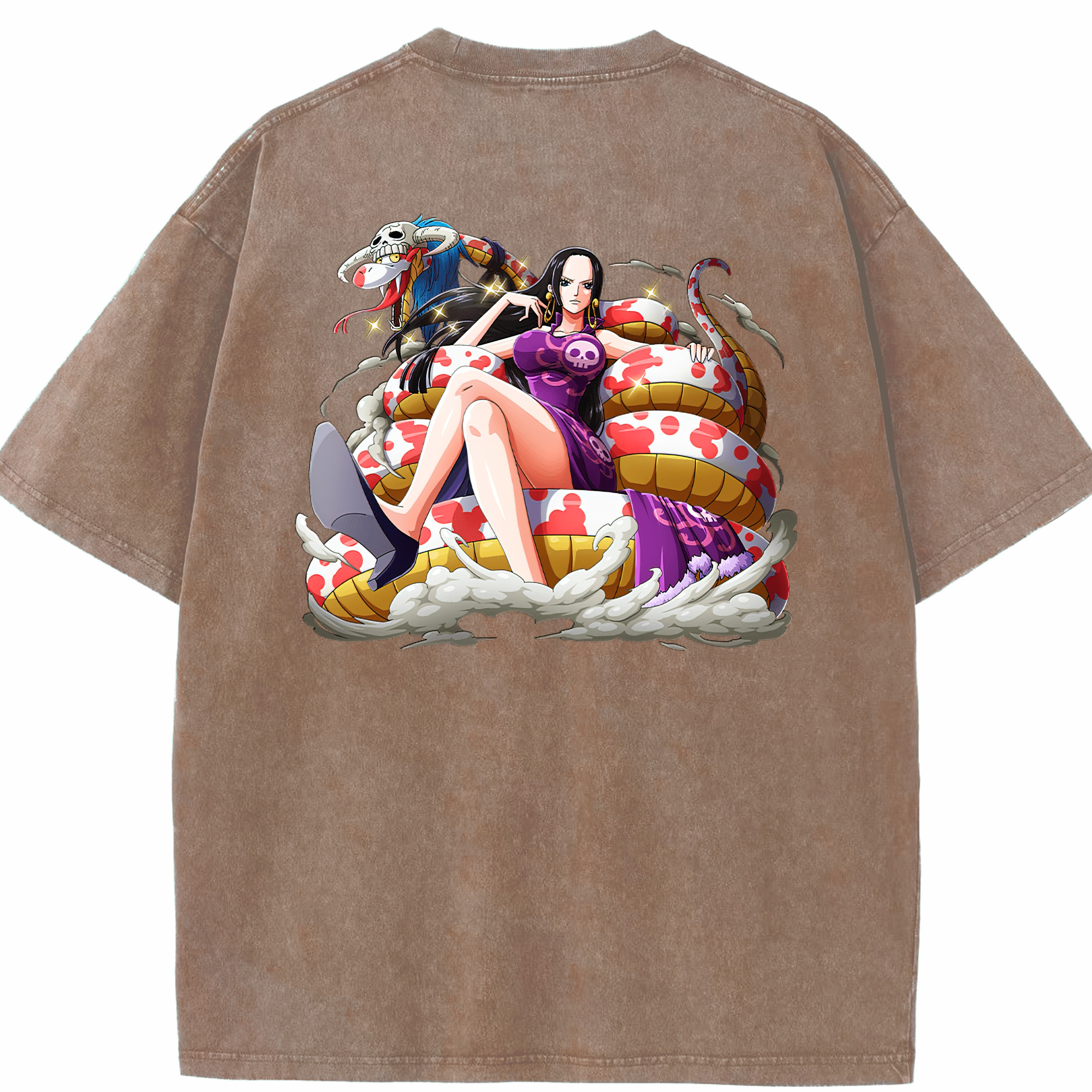 ワンピース ボア・ハンコック ONE PIECE Boa·Hancock 綿100% ヴィンテージ風 半袖Tシャツ（背面プリント）