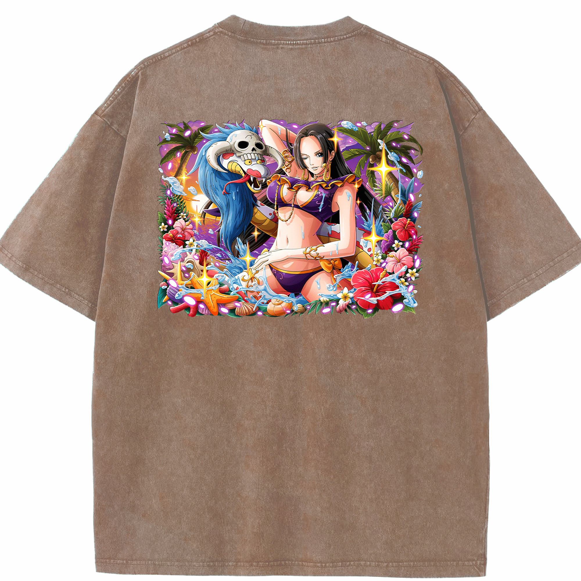 ワンピース ボア・ハンコック ONE PIECE Boa·Hancock 綿100% ヴィンテージ風 半袖Tシャツ（背面プリント）