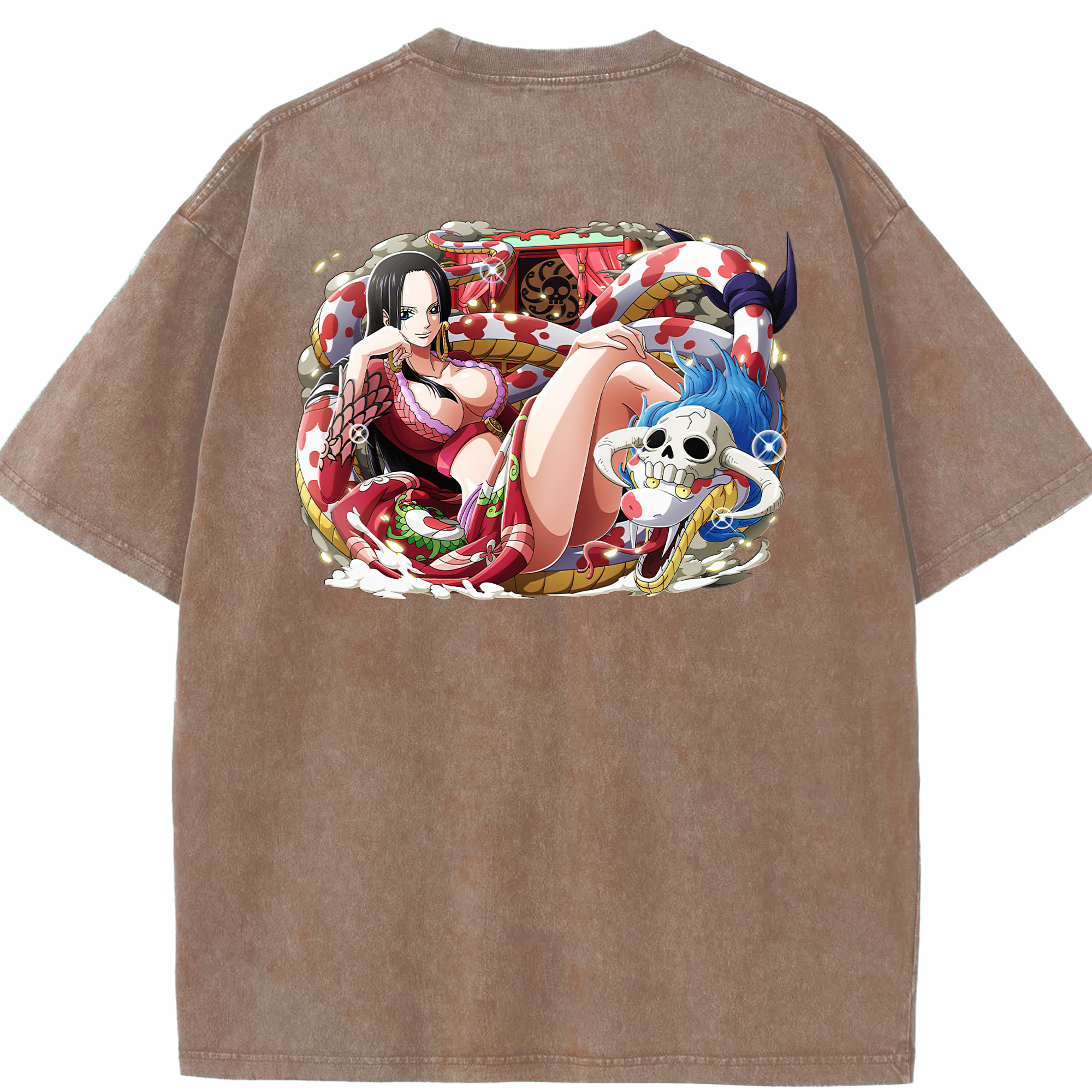 ワンピース ボア・ハンコック ONE PIECE Boa·Hancock 綿100% ヴィンテージ風 半袖Tシャツ（背面プリント）