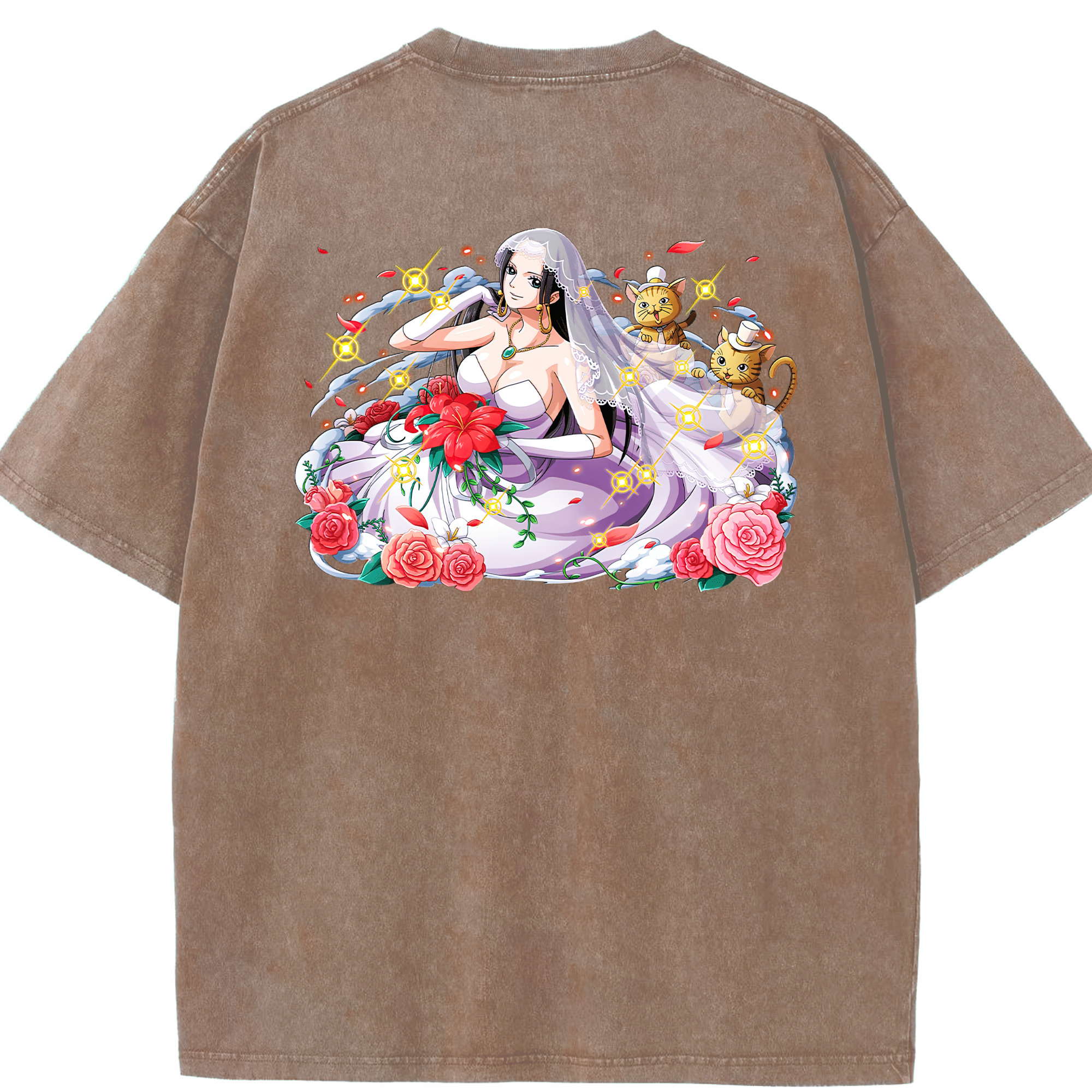 ワンピース ボア・ハンコック ONE PIECE Boa·Hancock 綿100% ヴィンテージ風 半袖Tシャツ（背面プリント）