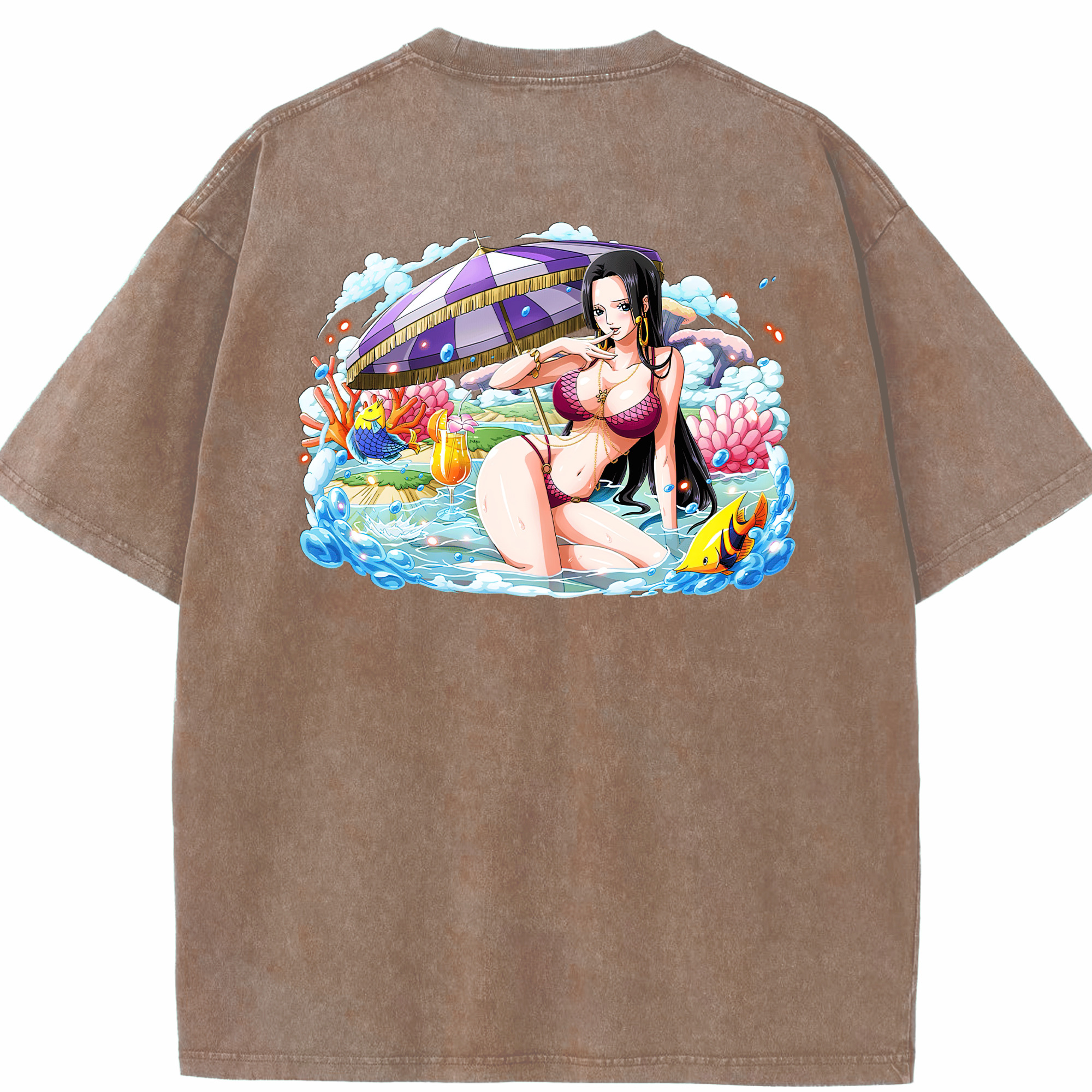 ワンピース ボア・ハンコック ONE PIECE Boa·Hancock 綿100% ヴィンテージ風 半袖Tシャツ（背面プリント）