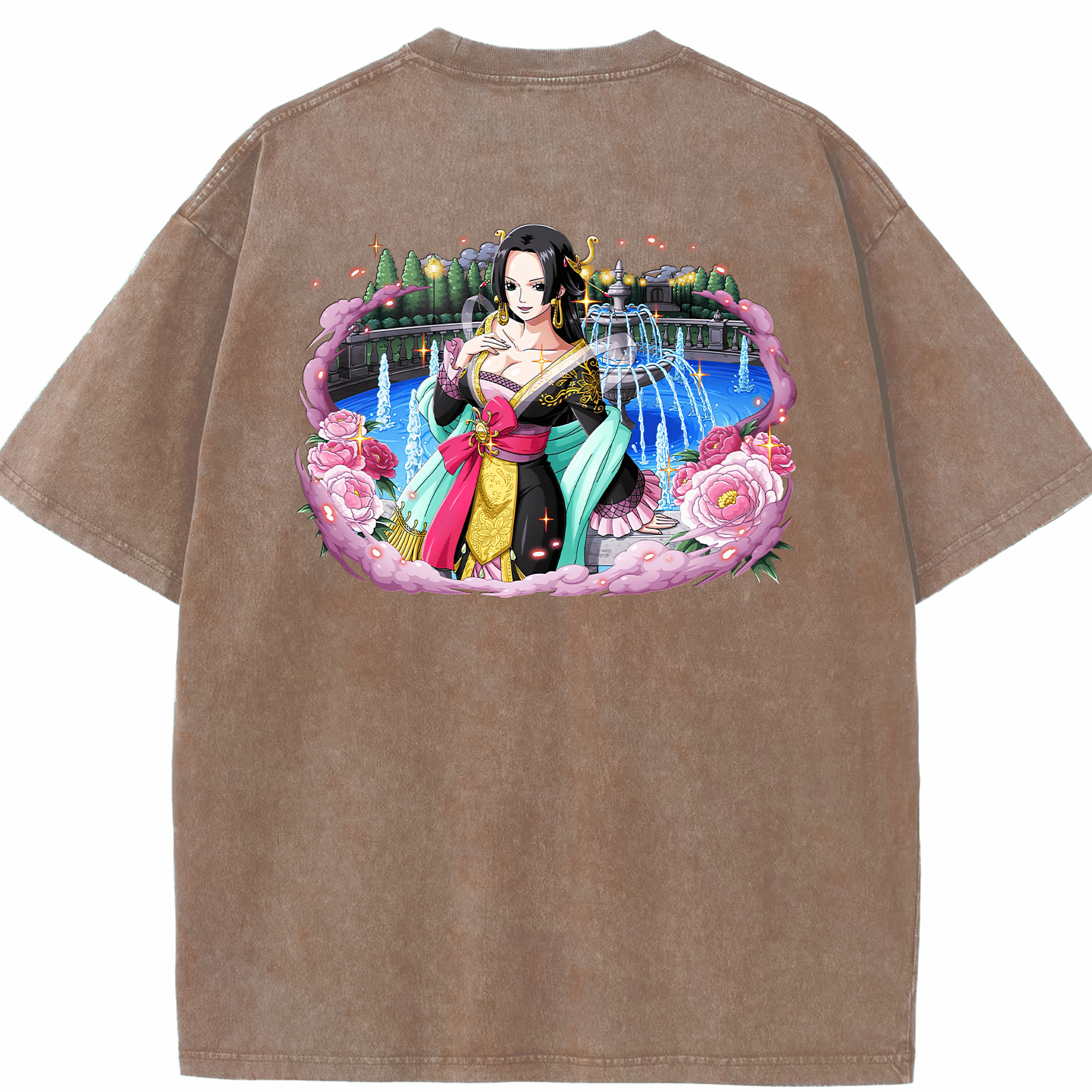 ワンピース ボア・ハンコック ONE PIECE Boa·Hancock 綿100% ヴィンテージ風 半袖Tシャツ（背面プリント）