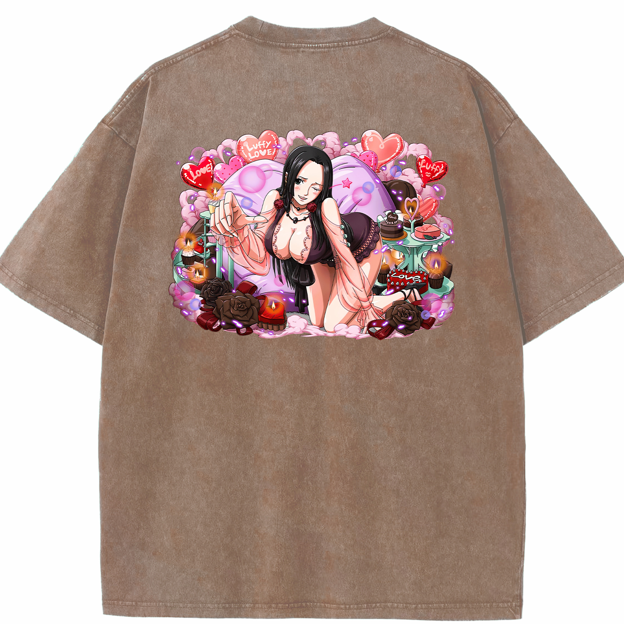 ワンピース ボア・ハンコック ONE PIECE Boa·Hancock 綿100% ヴィンテージ風 半袖Tシャツ（背面プリント）