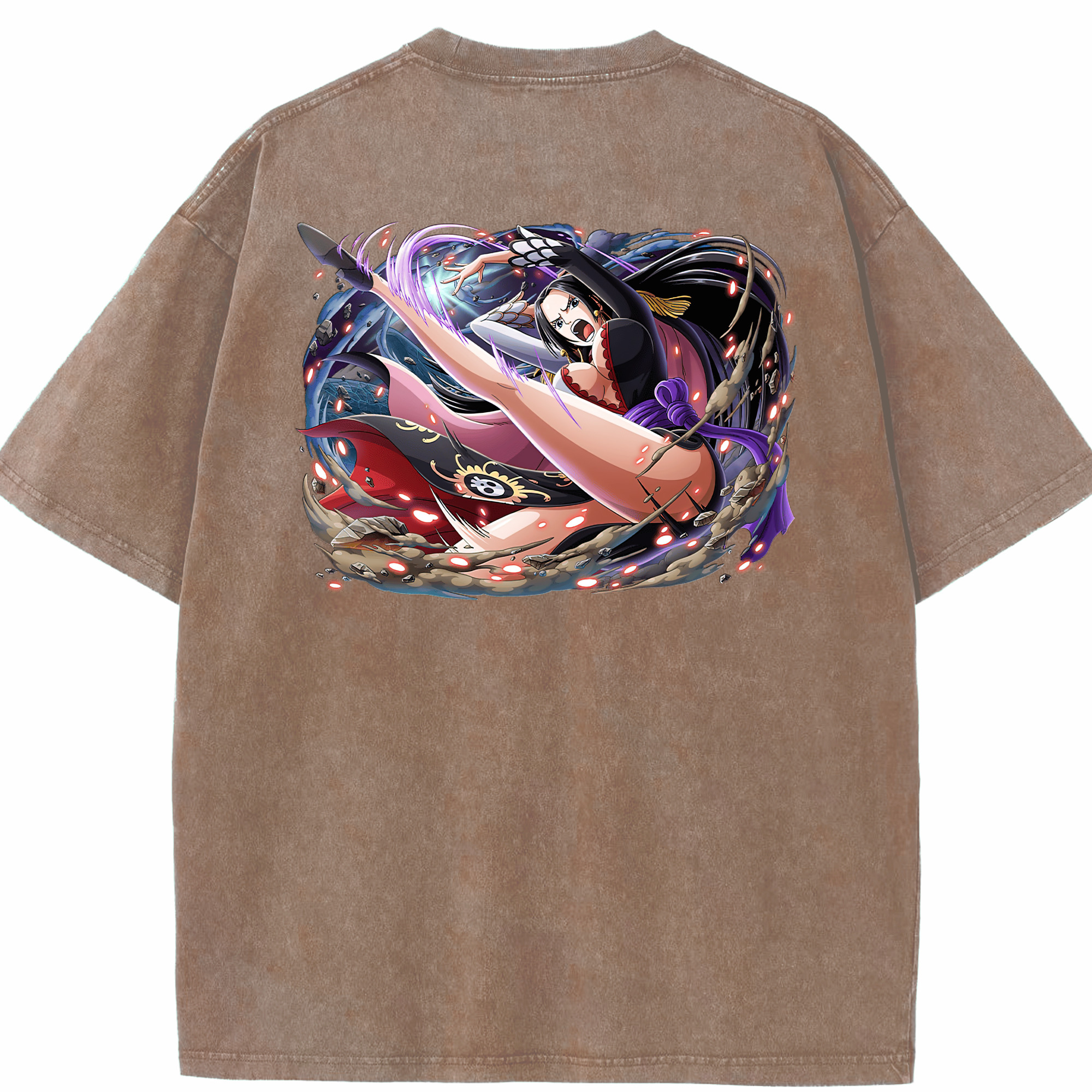 ワンピース ボア・ハンコック ONE PIECE Boa·Hancock 綿100% ヴィンテージ風 半袖Tシャツ（背面プリント）