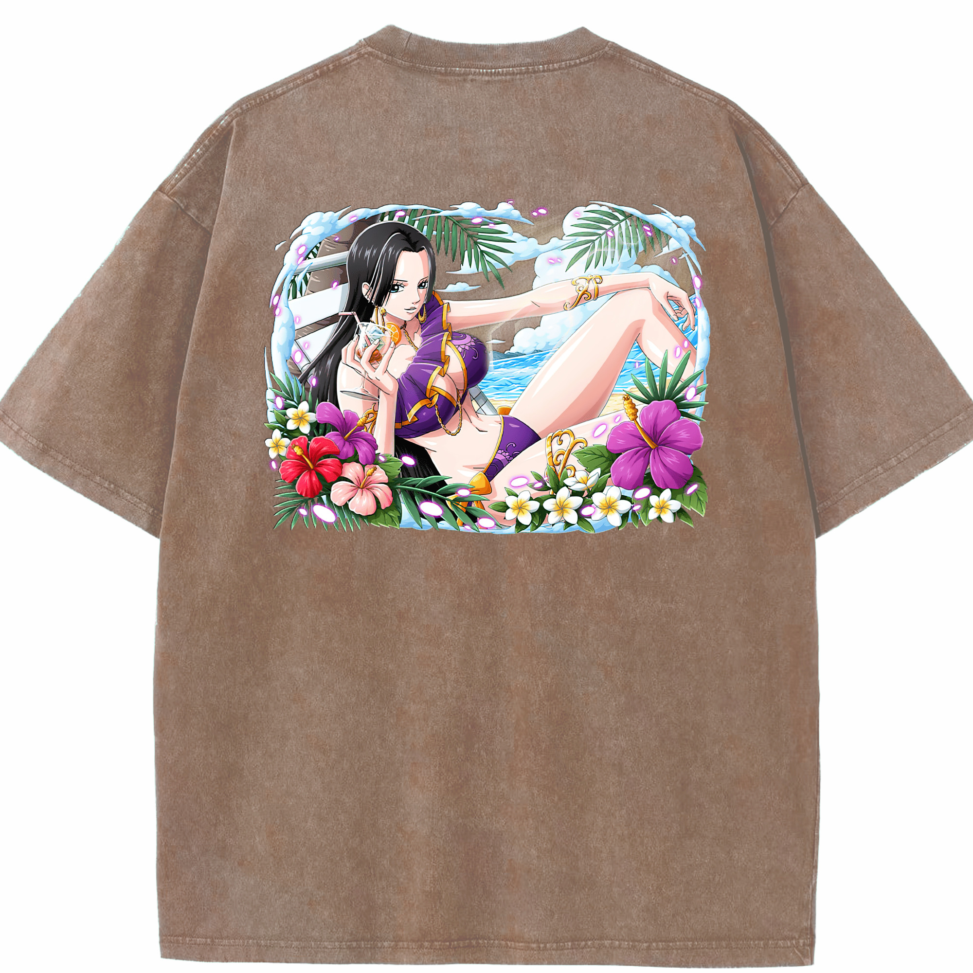 ワンピース ボア・ハンコック ONE PIECE Boa·Hancock 綿100% ヴィンテージ風 半袖Tシャツ（背面プリント）