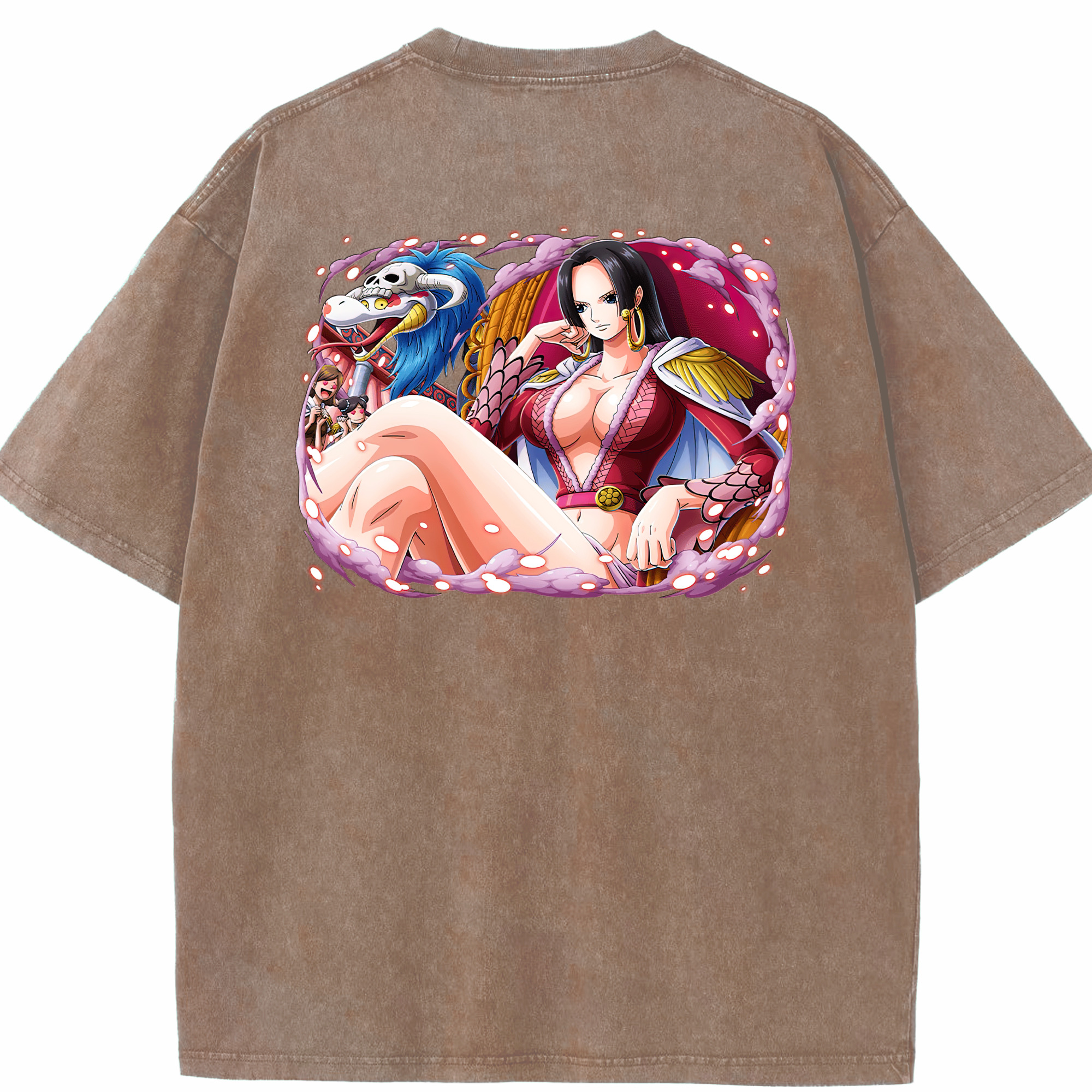 ワンピース ボア・ハンコック ONE PIECE Boa·Hancock 綿100% ヴィンテージ風 半袖Tシャツ（背面プリント）