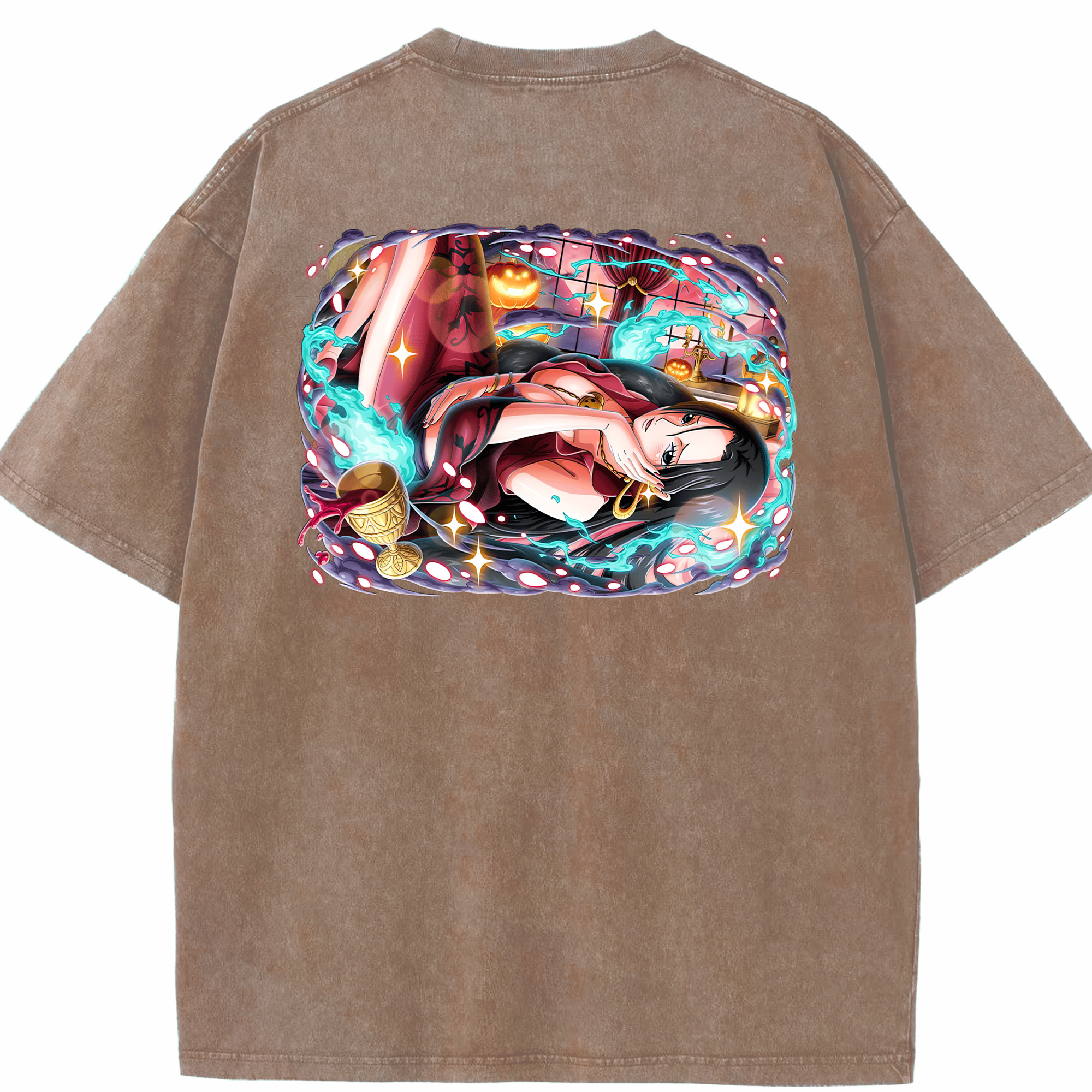 ワンピース ボア・ハンコック ONE PIECE Boa·Hancock 綿100% ヴィンテージ風 半袖Tシャツ（背面プリント）