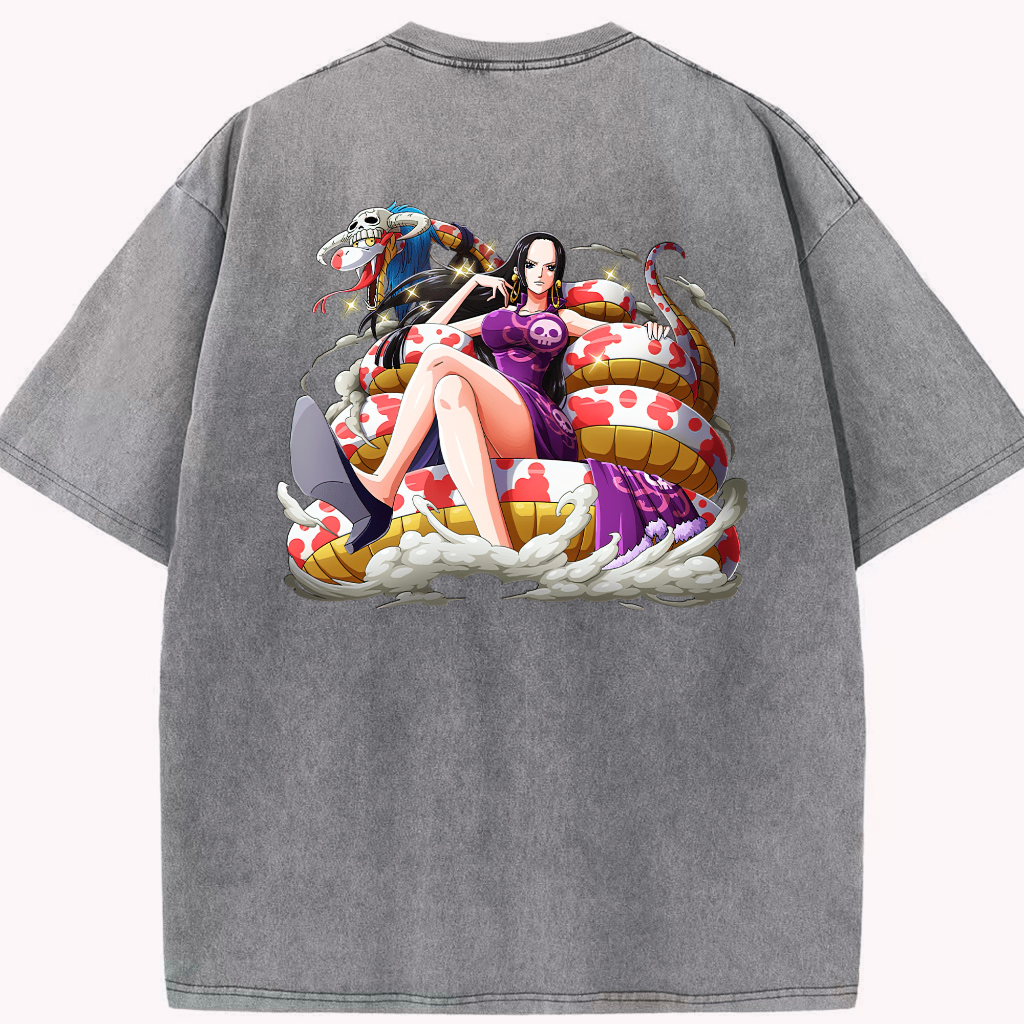 ワンピース ボア・ハンコック ONE PIECE Boa·Hancock 綿100% ヴィンテージ風 半袖Tシャツ（背面プリント）