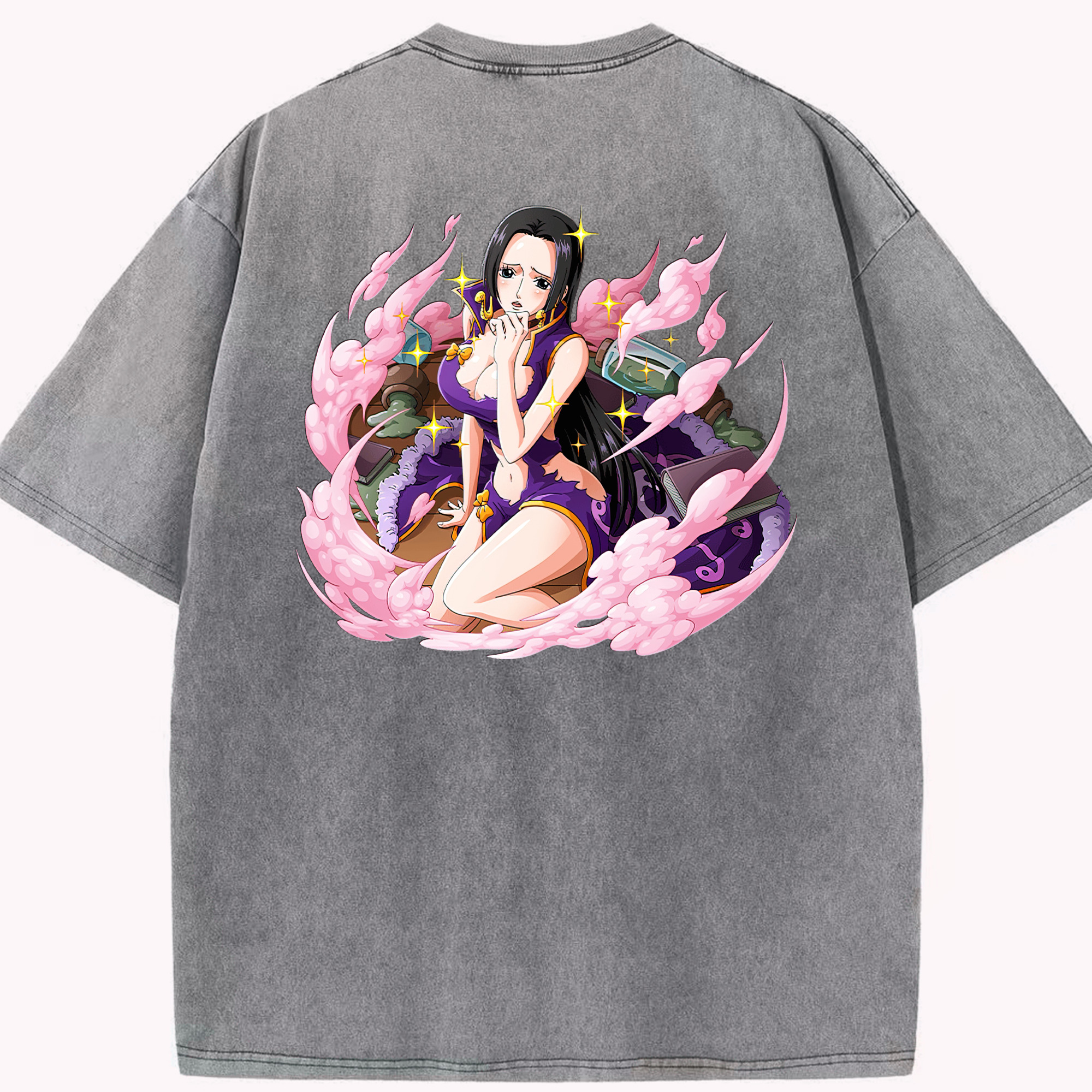 ワンピース ボア・ハンコック ONE PIECE Boa·Hancock 綿100% ヴィンテージ風 半袖Tシャツ（背面プリント）