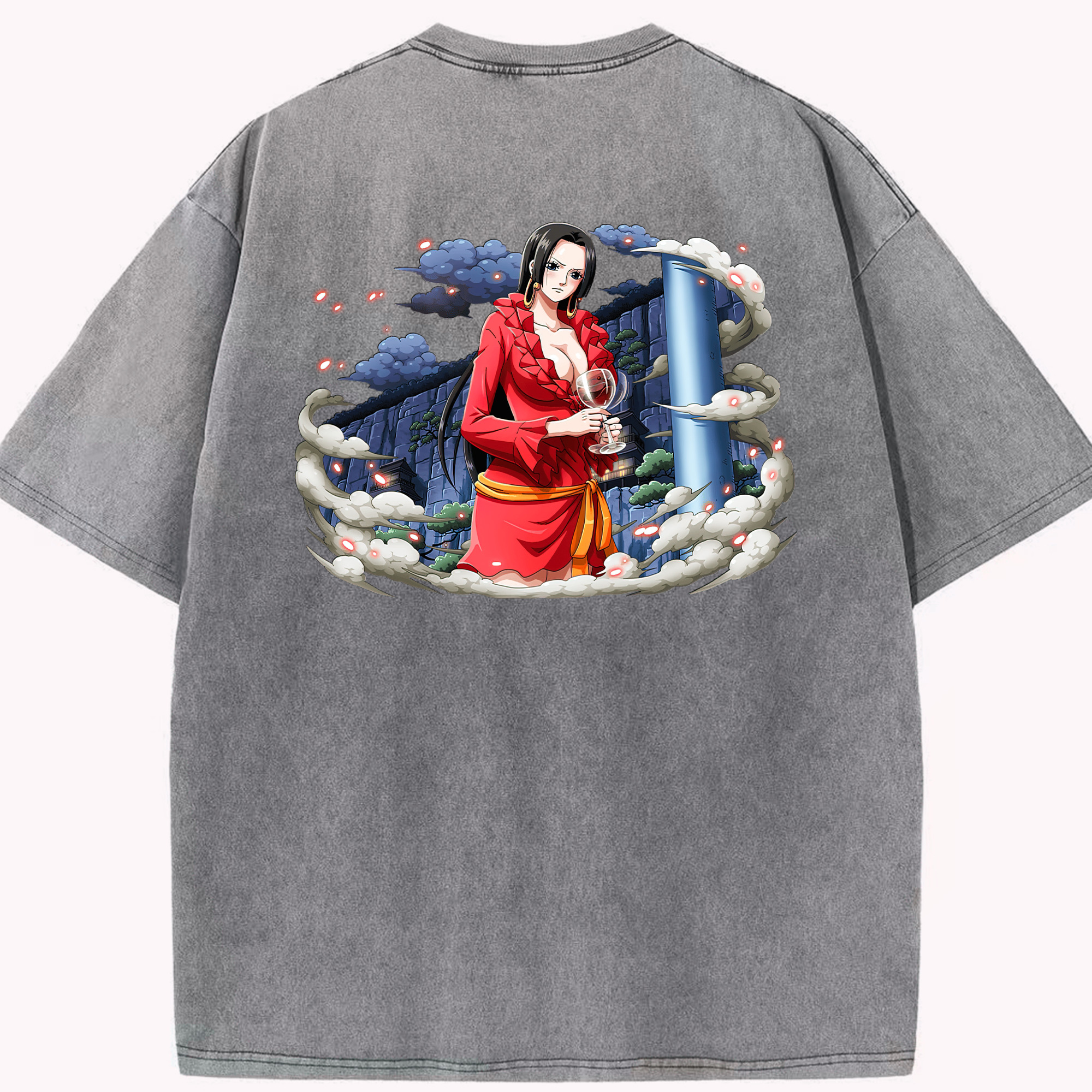 ワンピース ボア・ハンコック ONE PIECE Boa·Hancock 綿100% ヴィンテージ風 半袖Tシャツ（背面プリント）